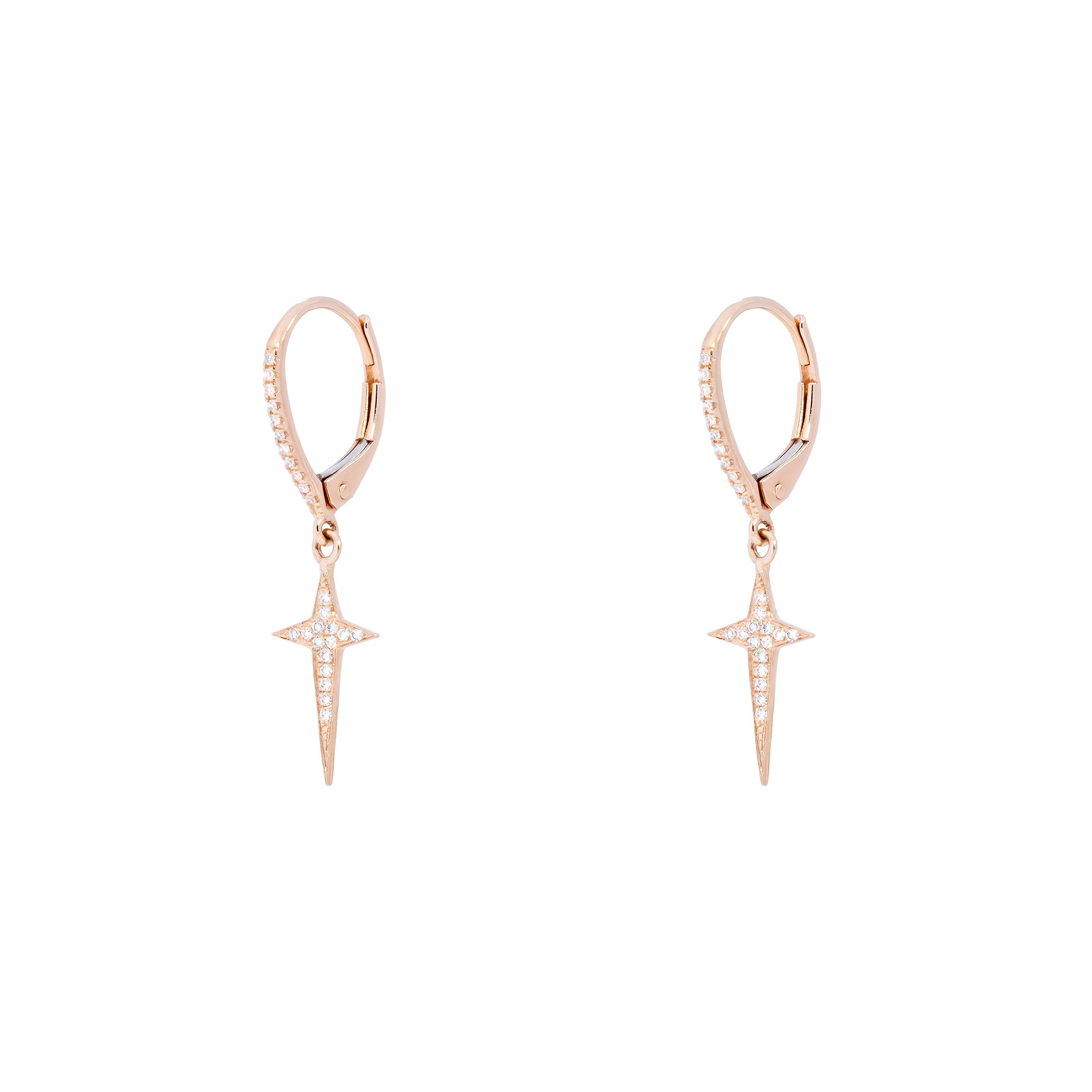 Rose gold earrings with diamonds