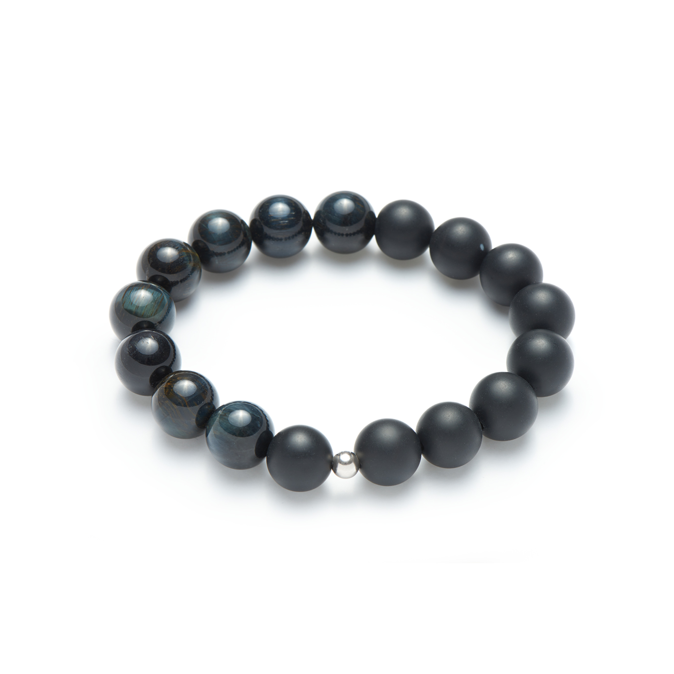 Bracelet made of agate and hawkeye Ø12mm