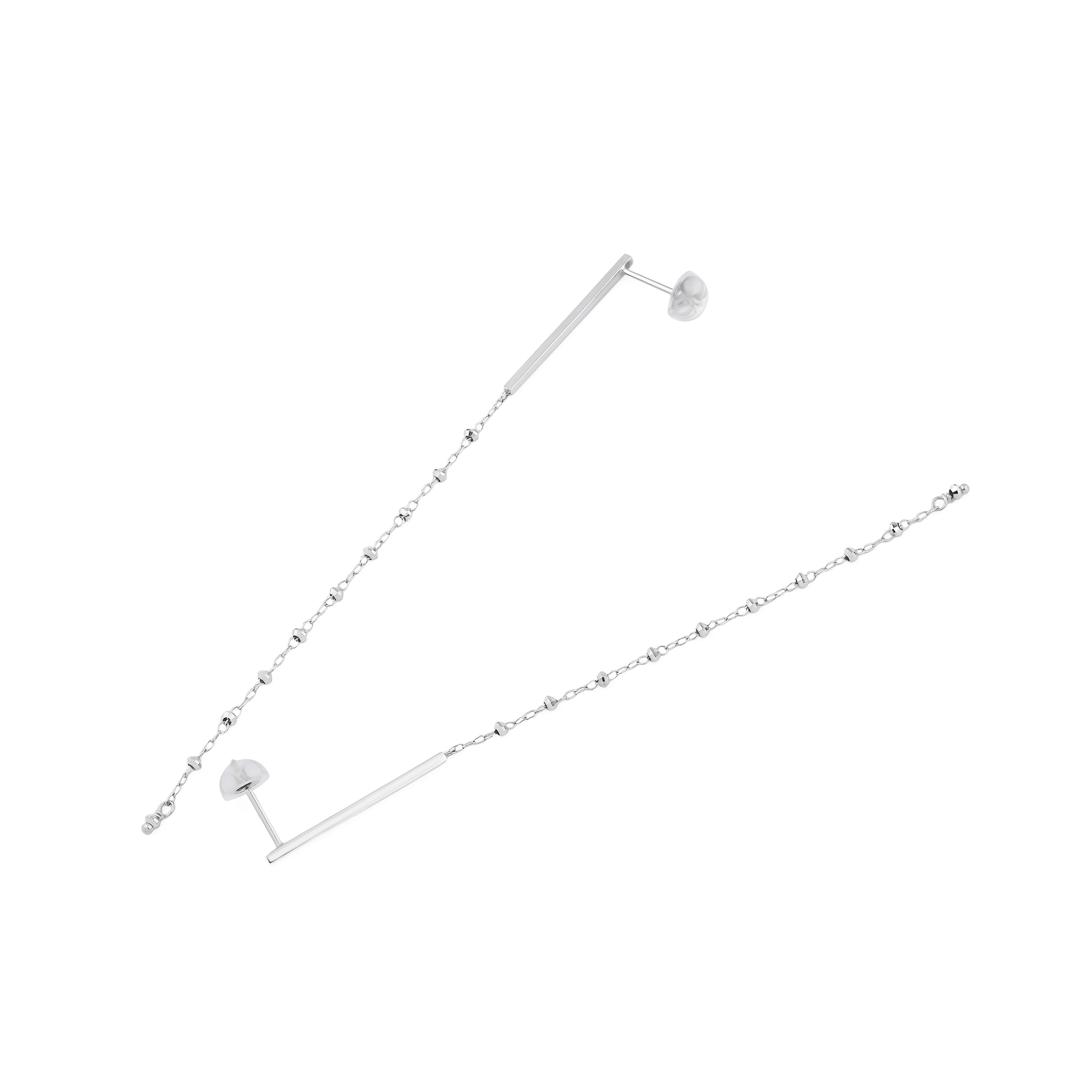 Long white gold earrings with chain