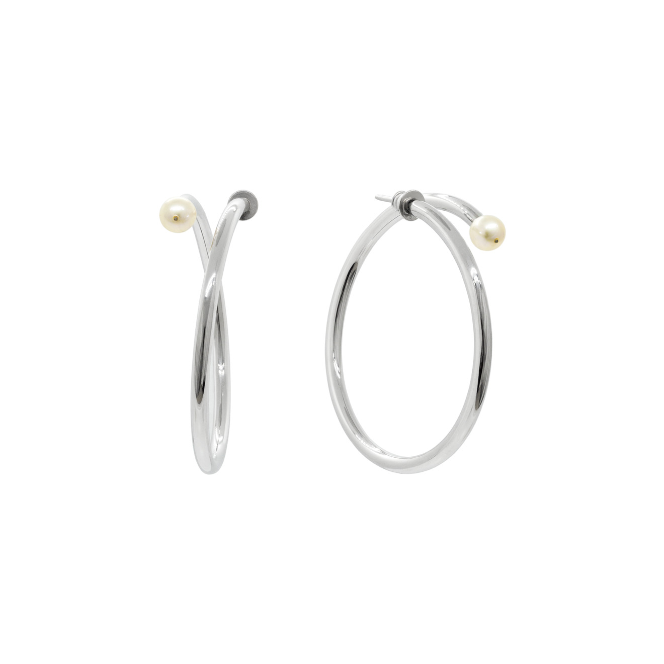 Prosto Jewelry Серьги-спирали из серебра с жемчугом цена и фото