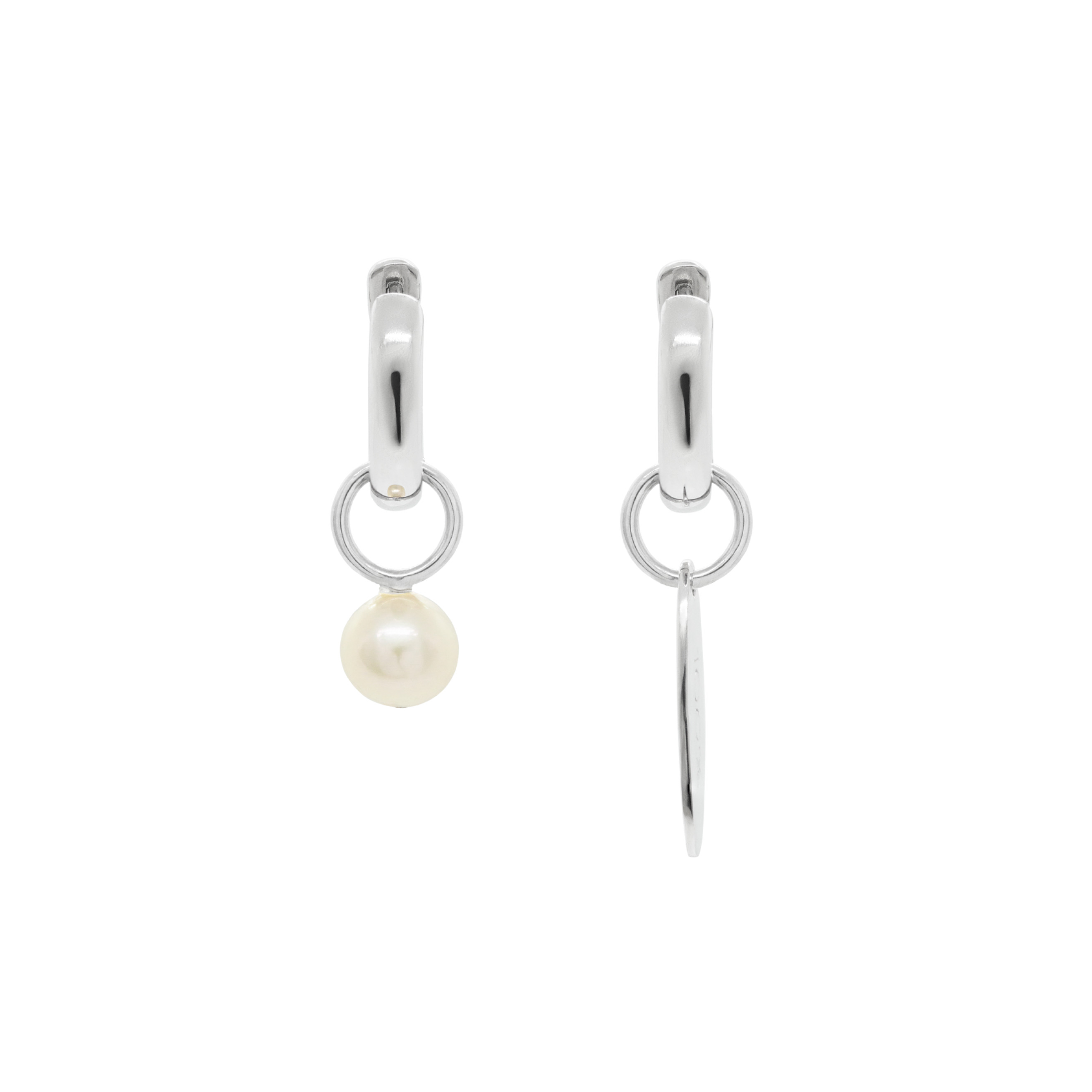 Серьги-кликеры из серебра с подвеской из культивированного жемчуга