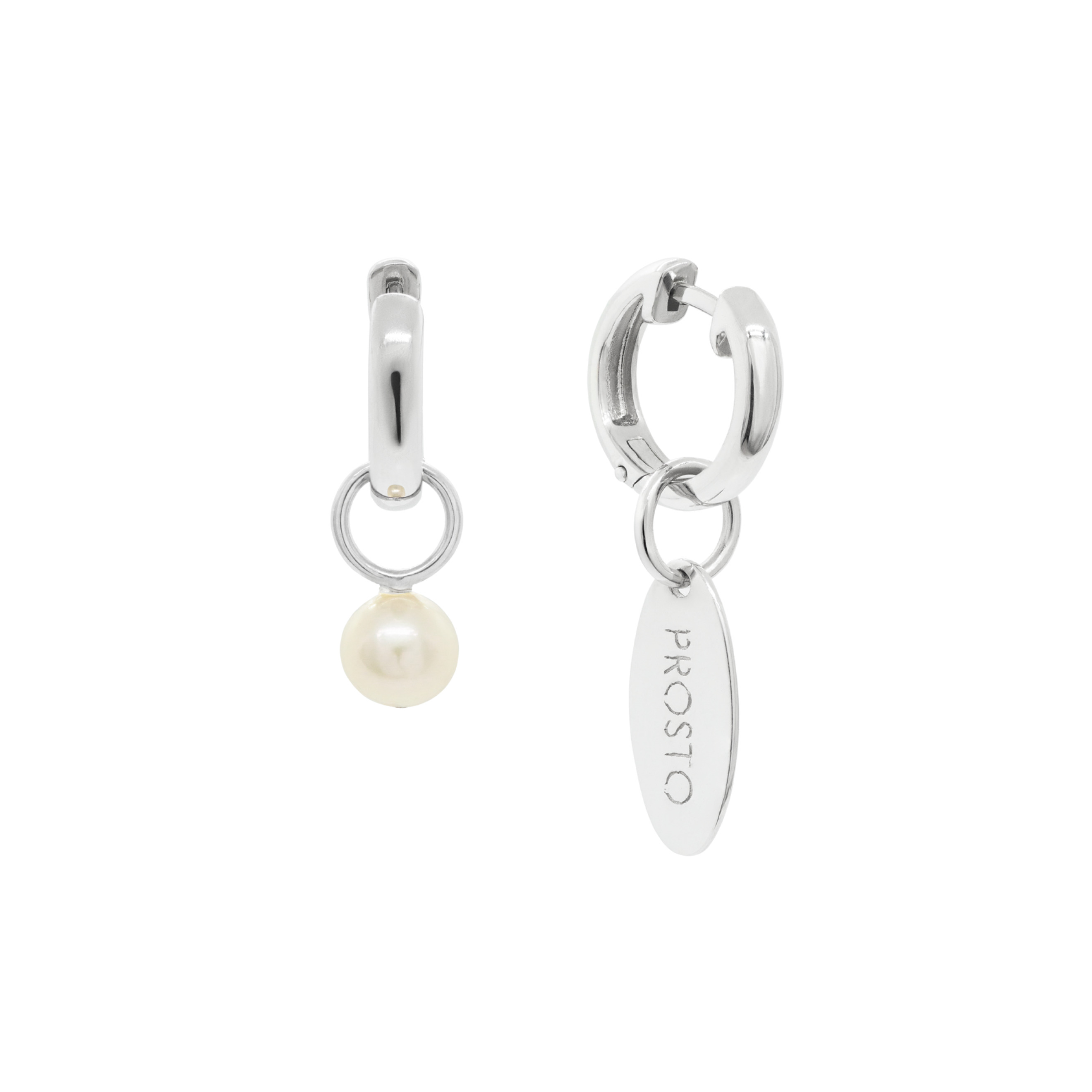 Серьги-кликеры из серебра с подвеской из культивированного жемчуга