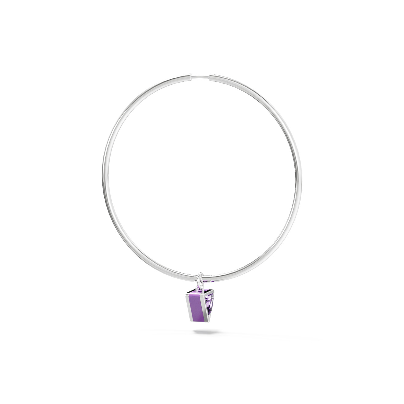 Jewlia Моносерьга-круг из серебра с подвесным элементом с аметистом и эмалью jewlia серебристый открывающийся медальон круг с перламутром