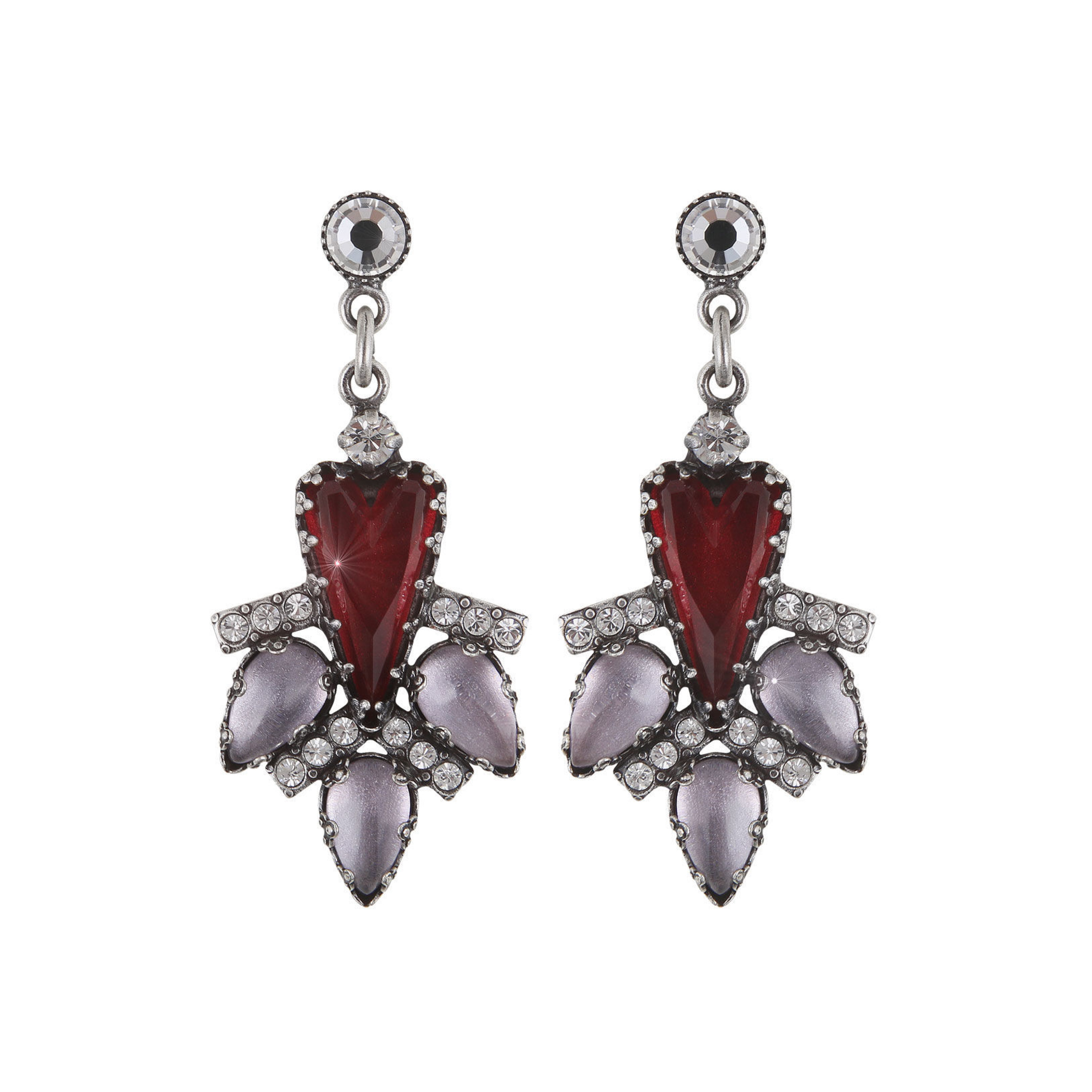 Snow White Earrings with Red crystals