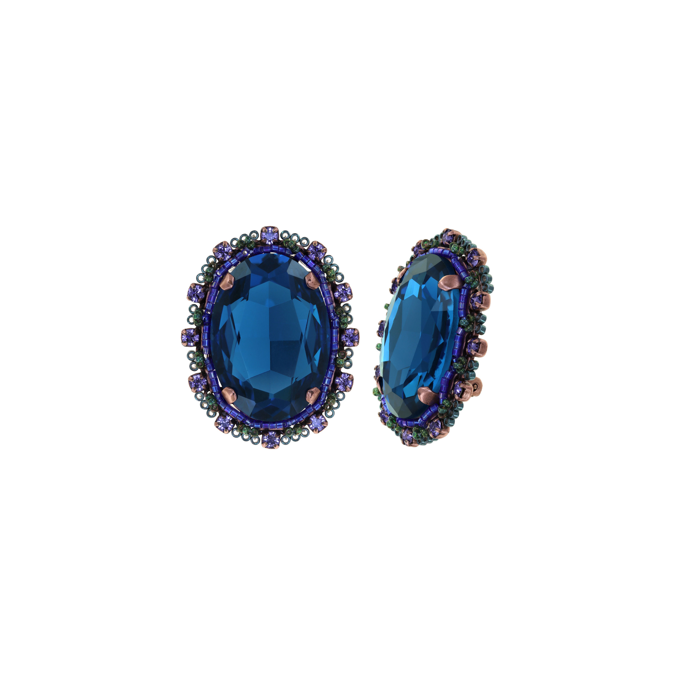 African Glam Clips with blue crystals