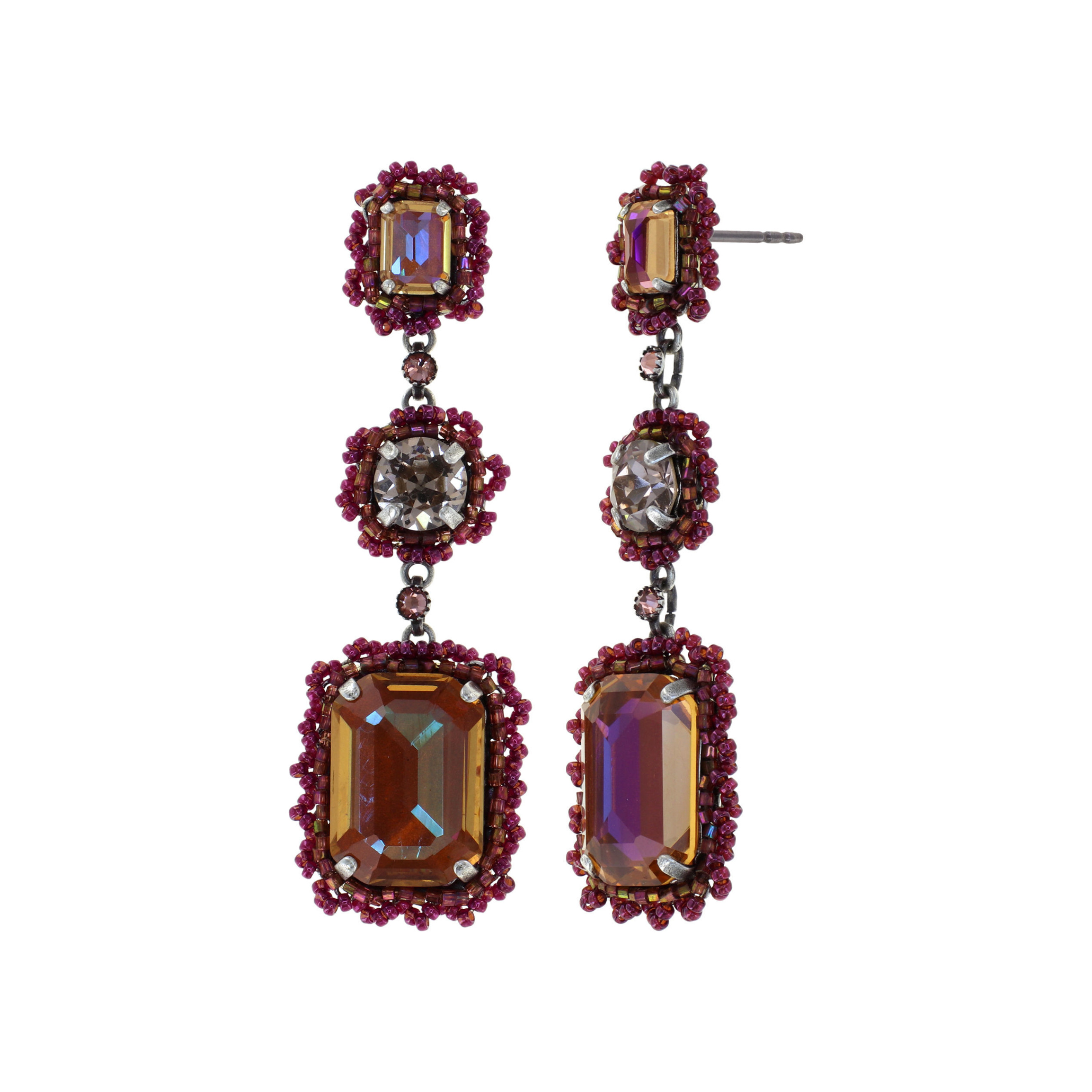 Серьги African Glam с тремя красными кристаллами