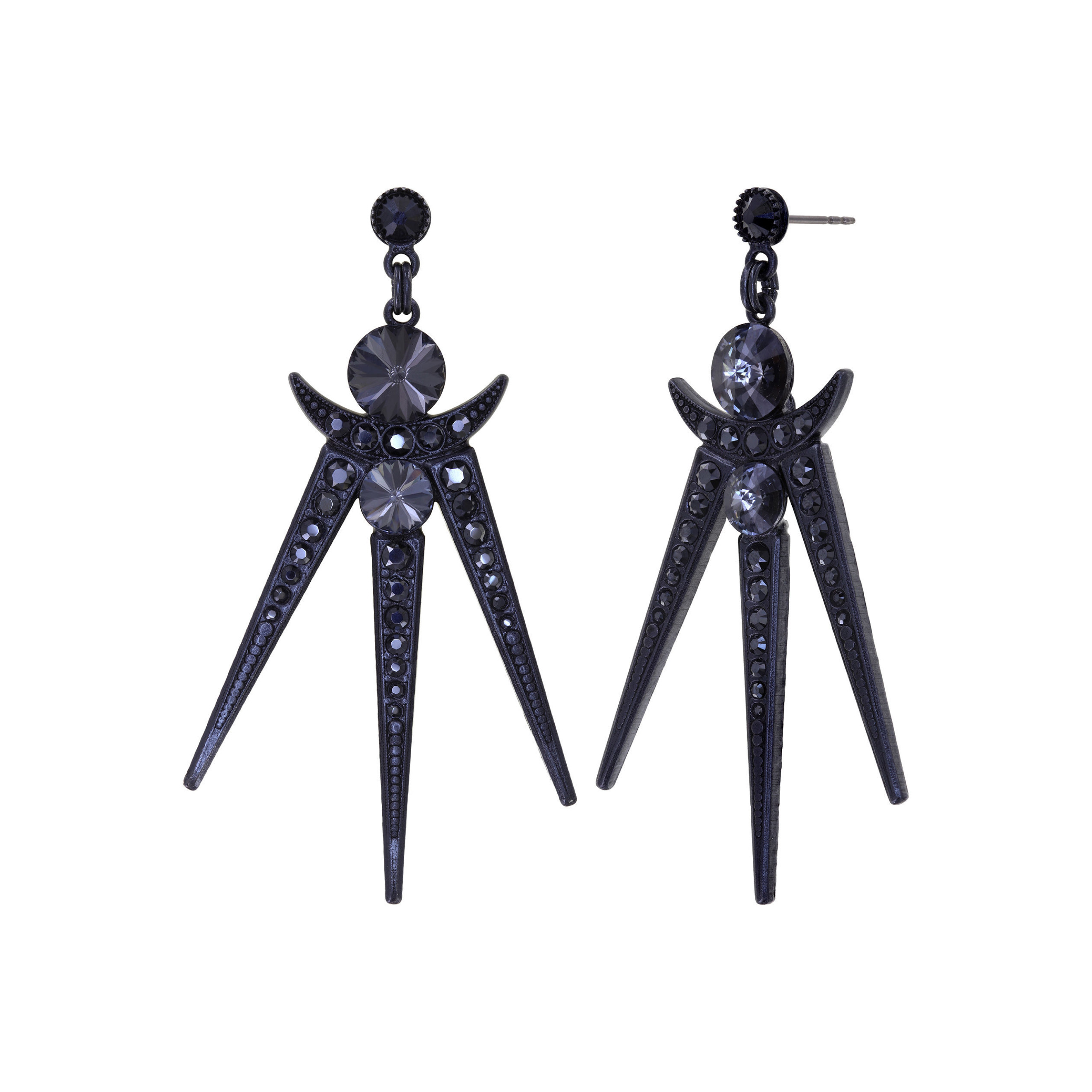 Серьги Spikes с черными кристаллами