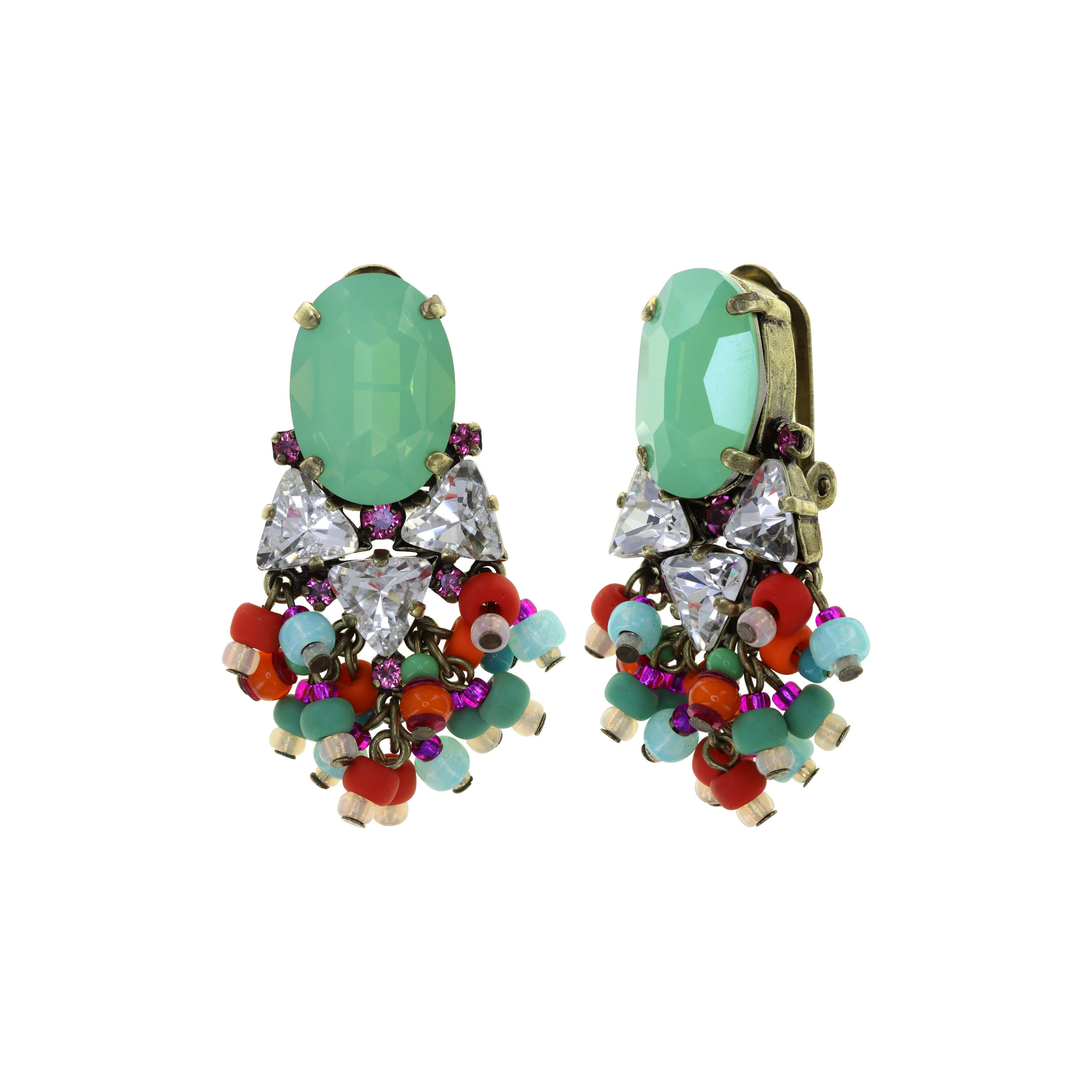 Hippie clips with green crystals