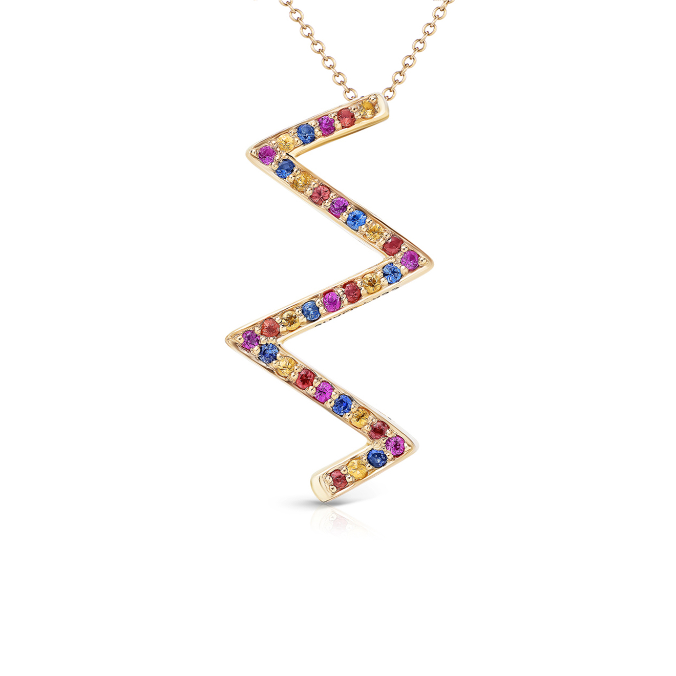 Maya Gemstones Кулон ЗигЗаг из золота с радугой из сапфиров фотографии
