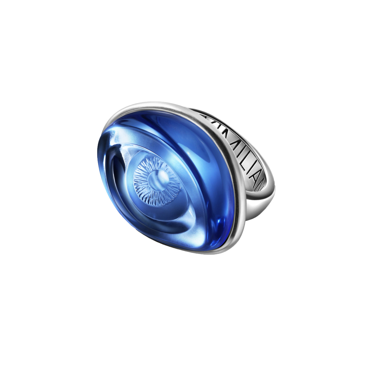 Maximilian Silver Label Кольцо-глаз с голубым резным кварцем из серебра