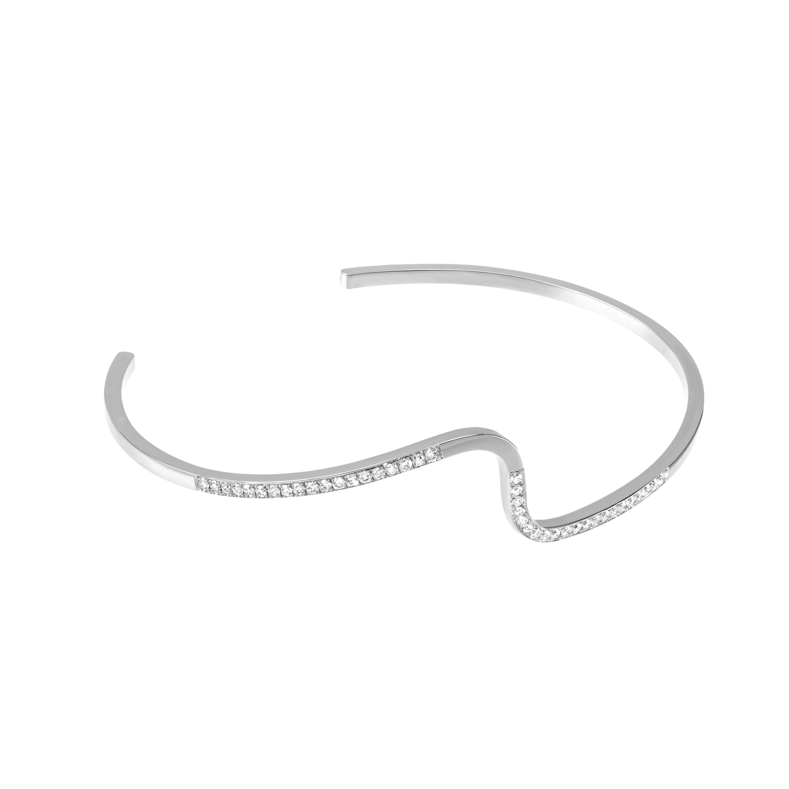 Curve bracelet in white gold with diamonds