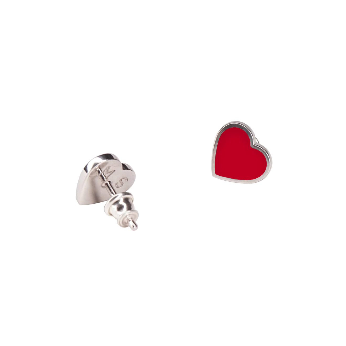 Moonswoon Серьги-пусеты из серебра с красными сердцами moonswoon биколорные серьги круги nongender из серебра