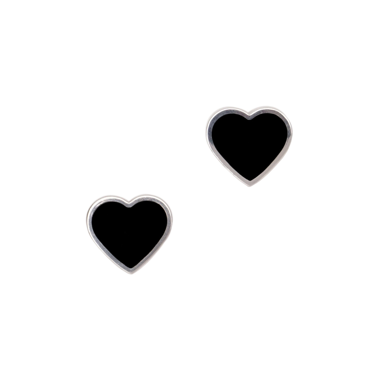 aqua серебристые серьги с черными эмалированными сердцами Moonswoon Серьги-пусеты мз серебра с черными сердцами