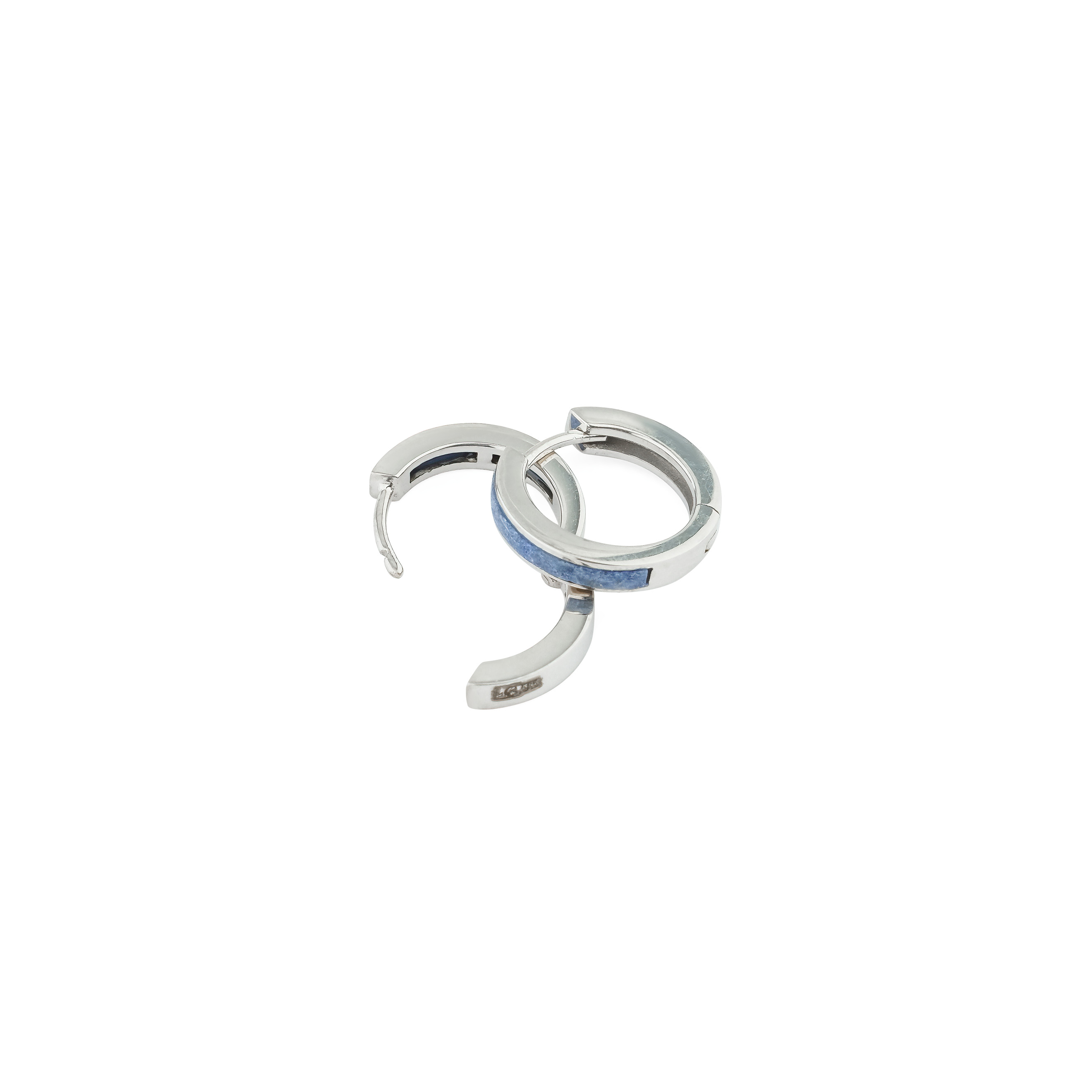 White gold earrings with lapis lazuli inserts