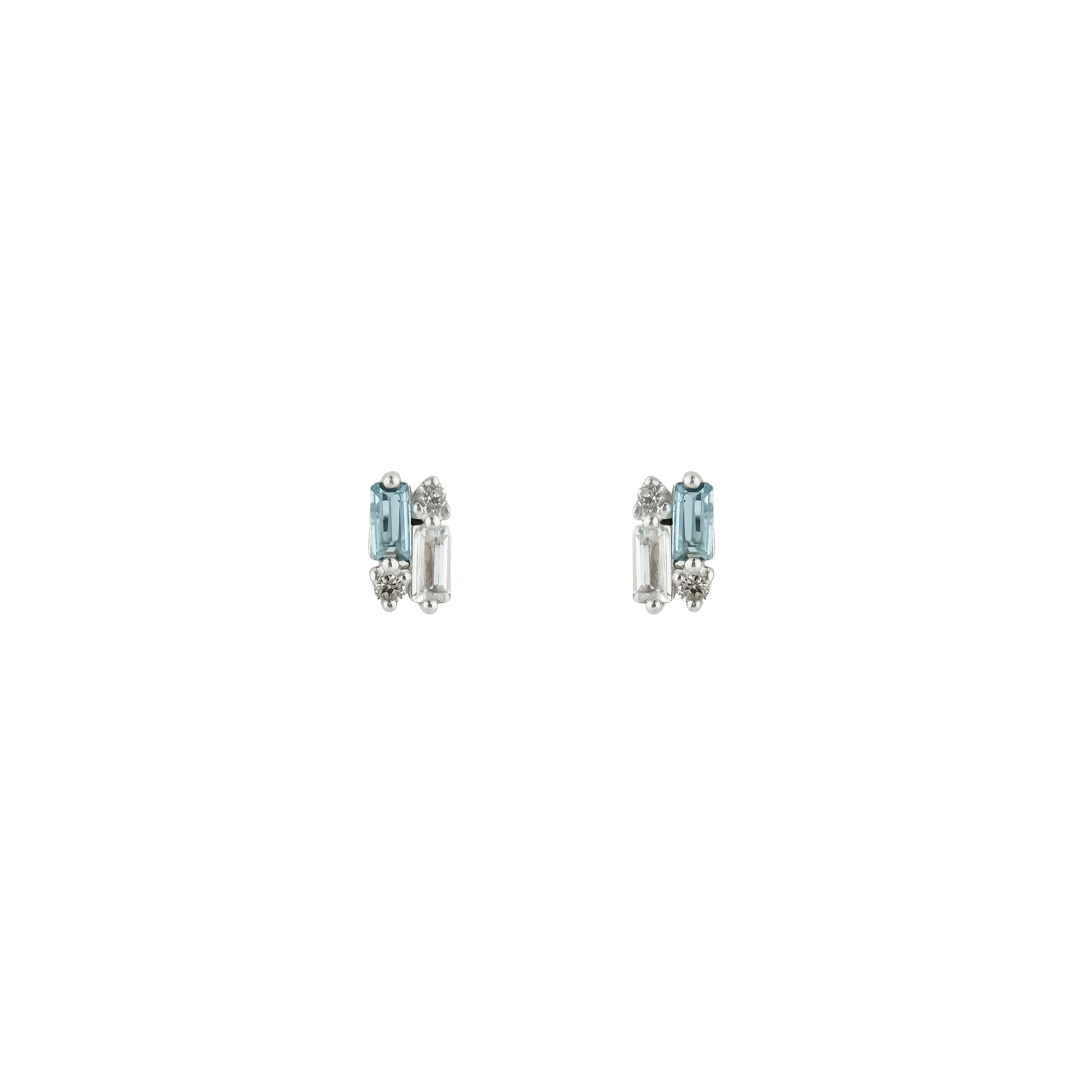 White gold earrings with sapphire and blue topaz inserts