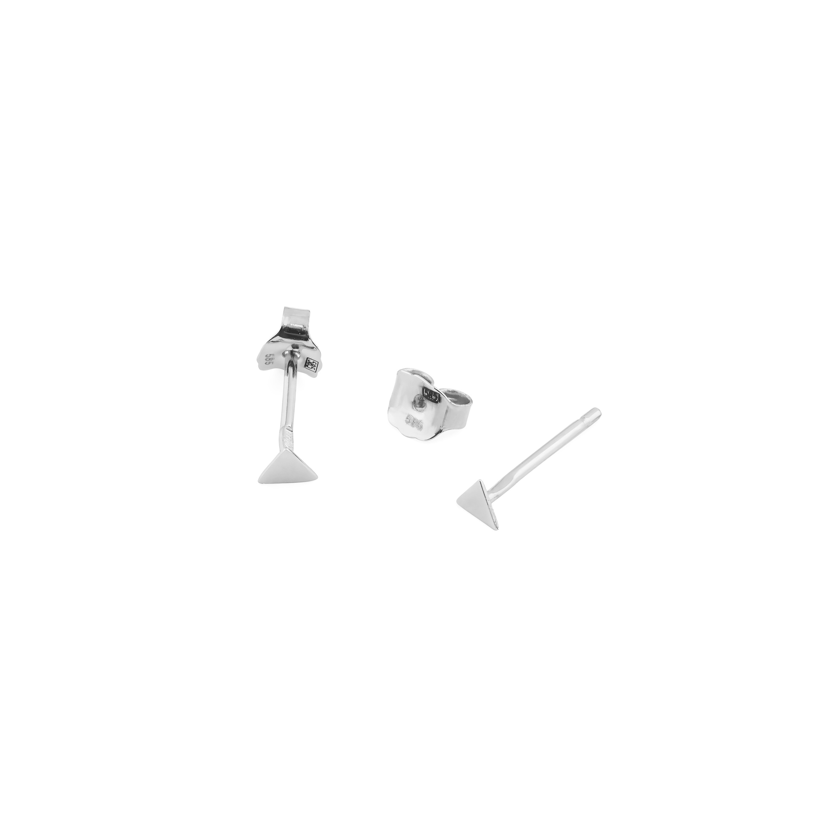 Triangular earrings made of white gold