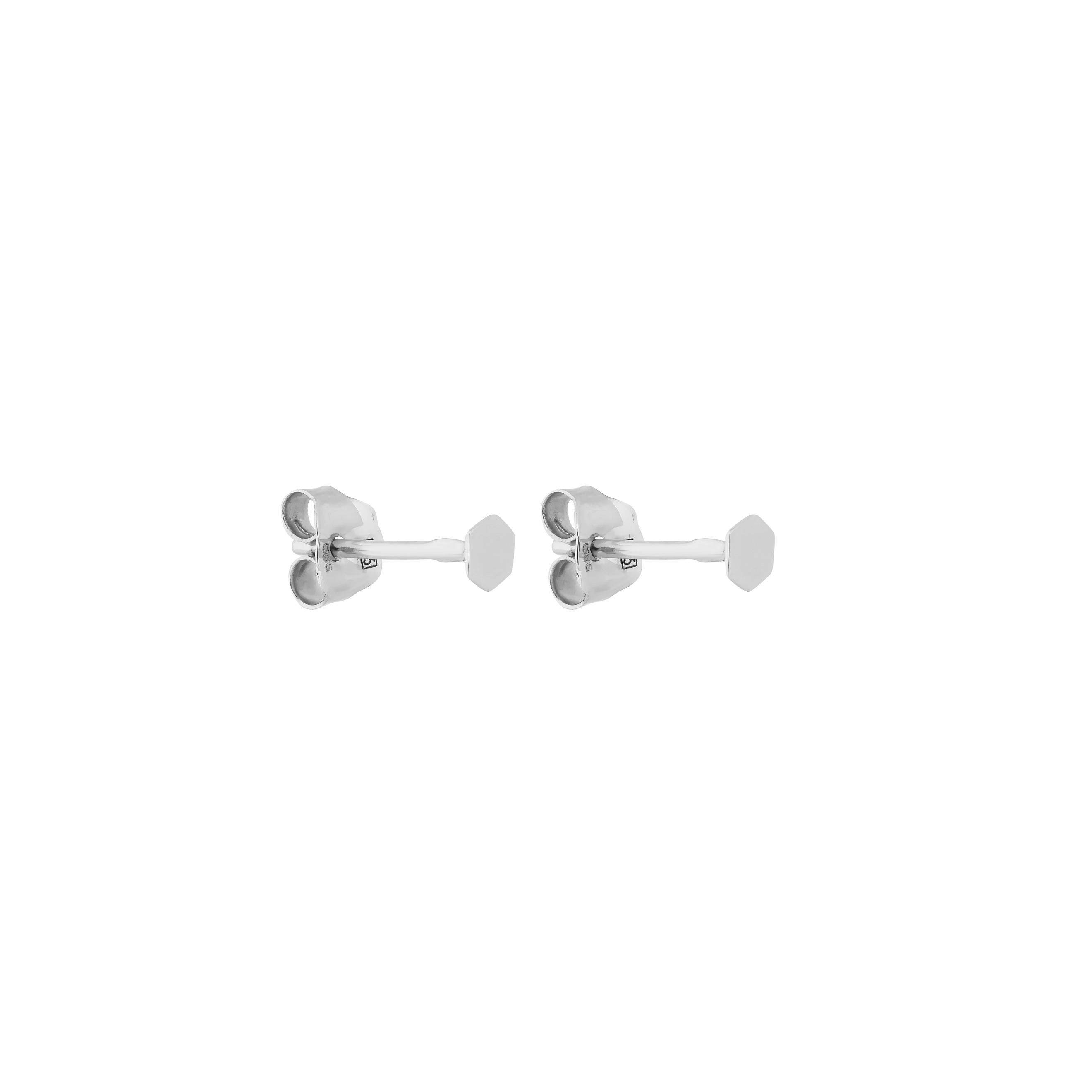 Hexagonal earrings in white gold
