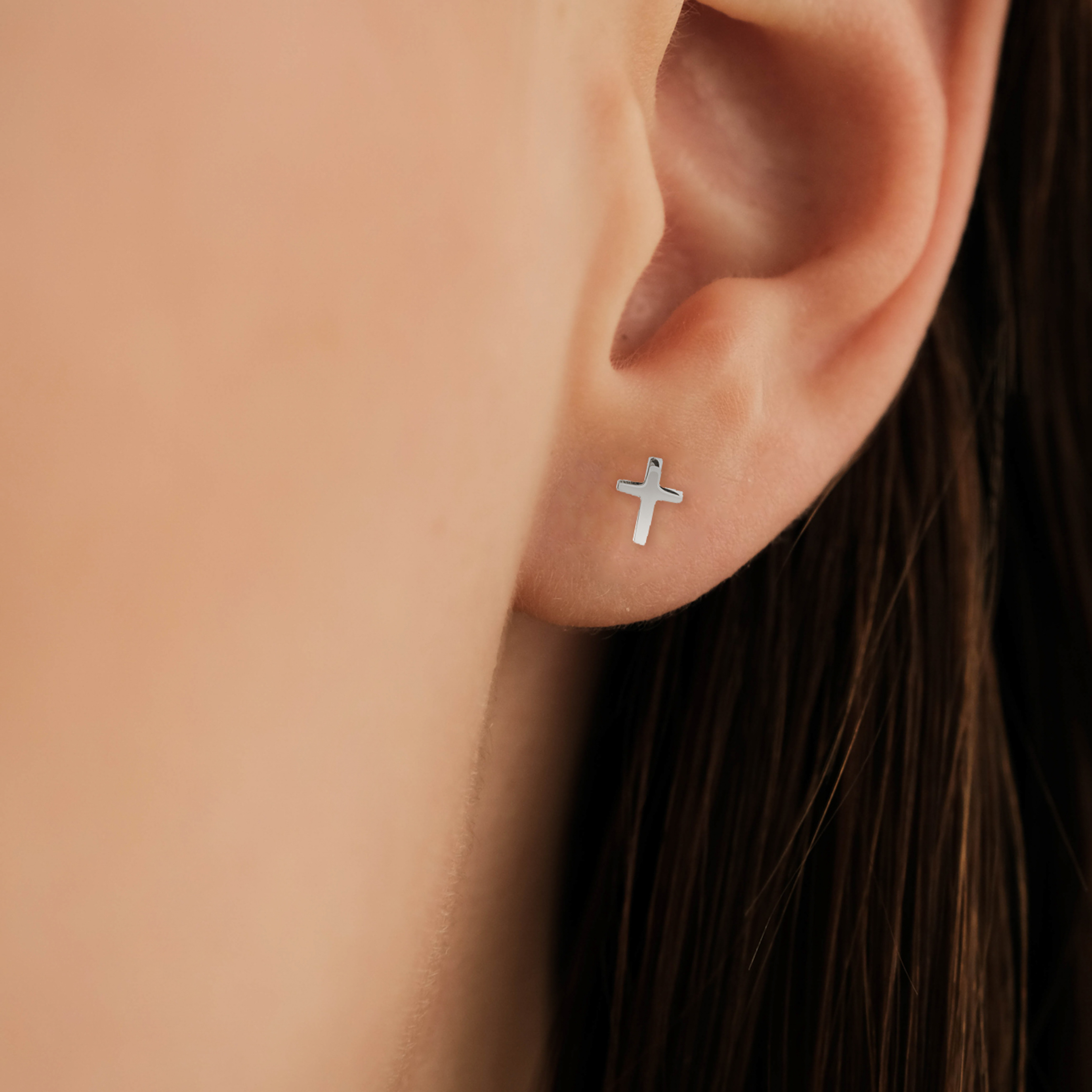 White gold Cross Earrings