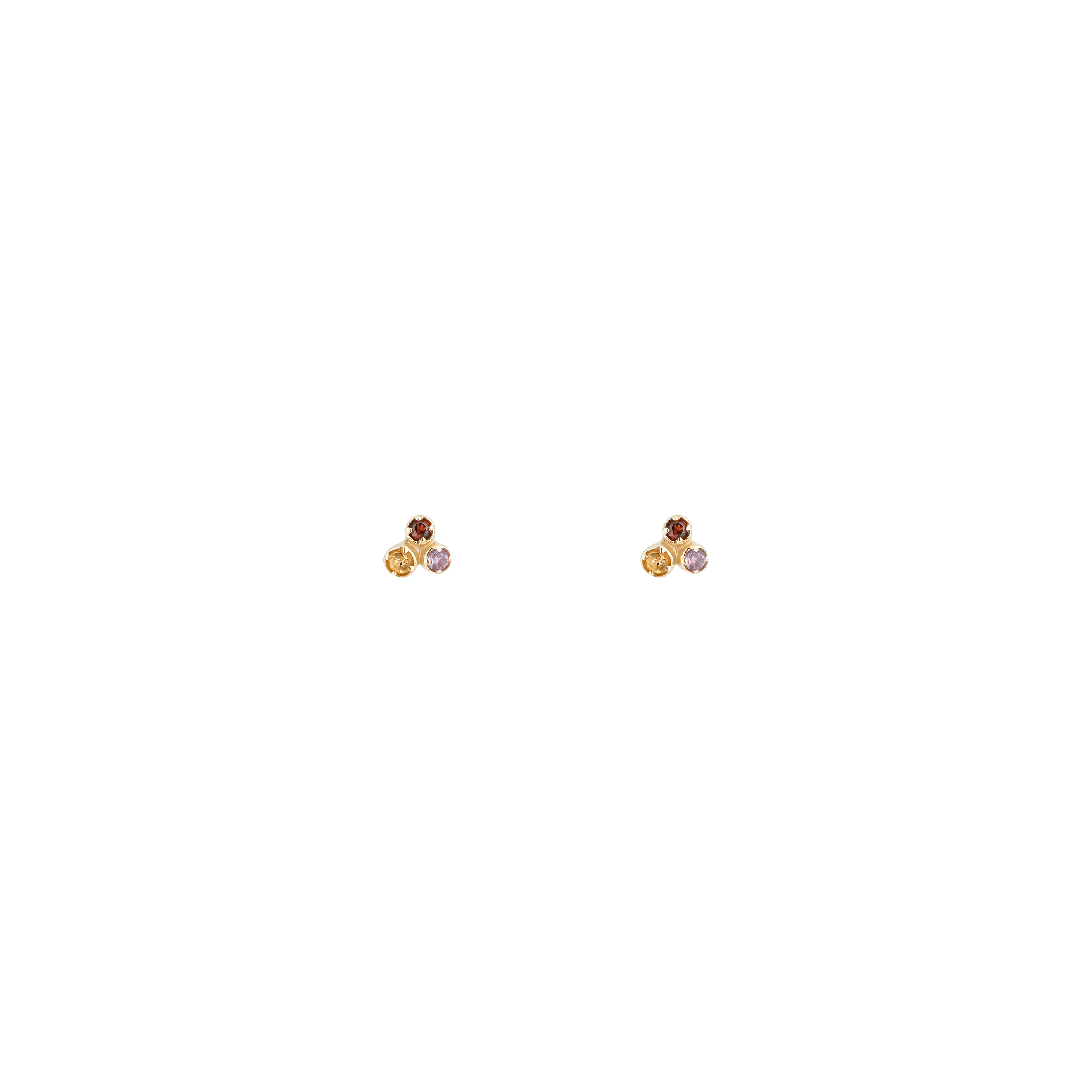 Earrings made of gold with garnet, amethyst, citrine inserts