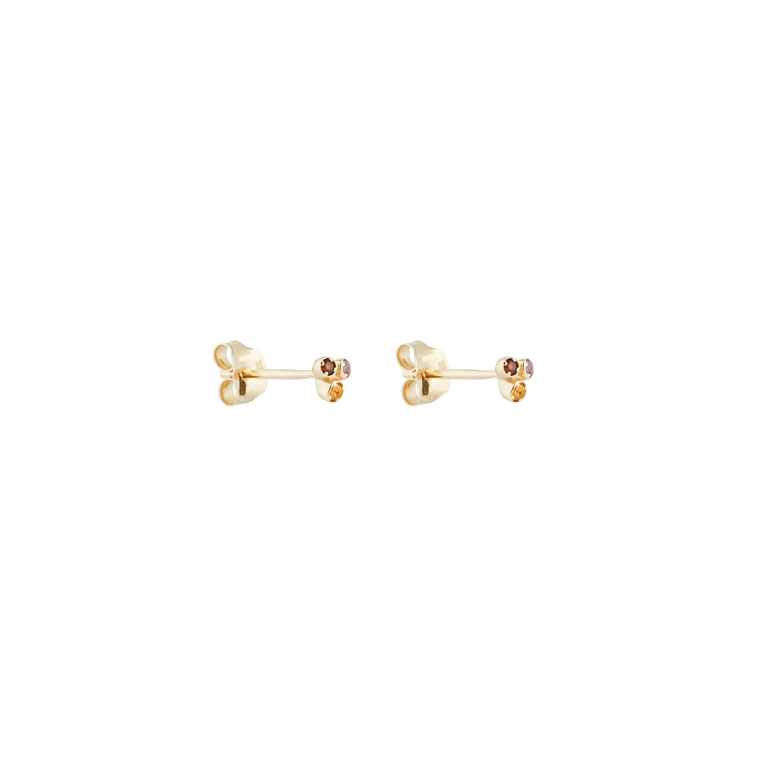Earrings made of gold with garnet, amethyst, citrine inserts