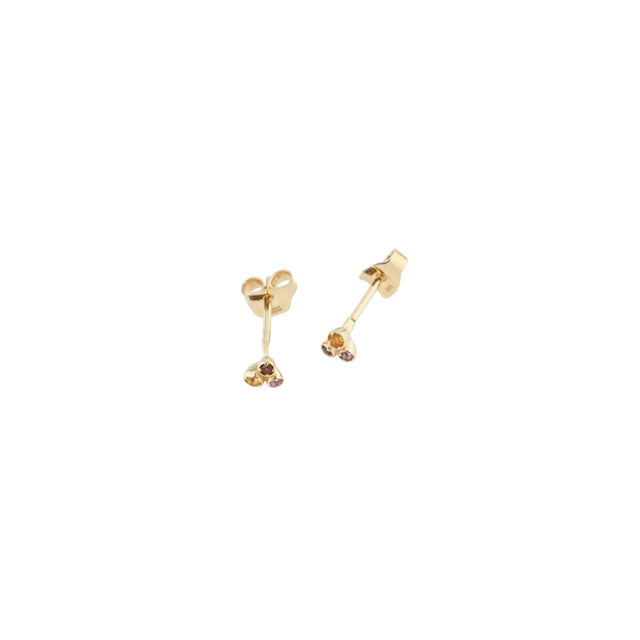 Earrings made of gold with garnet, amethyst, citrine inserts