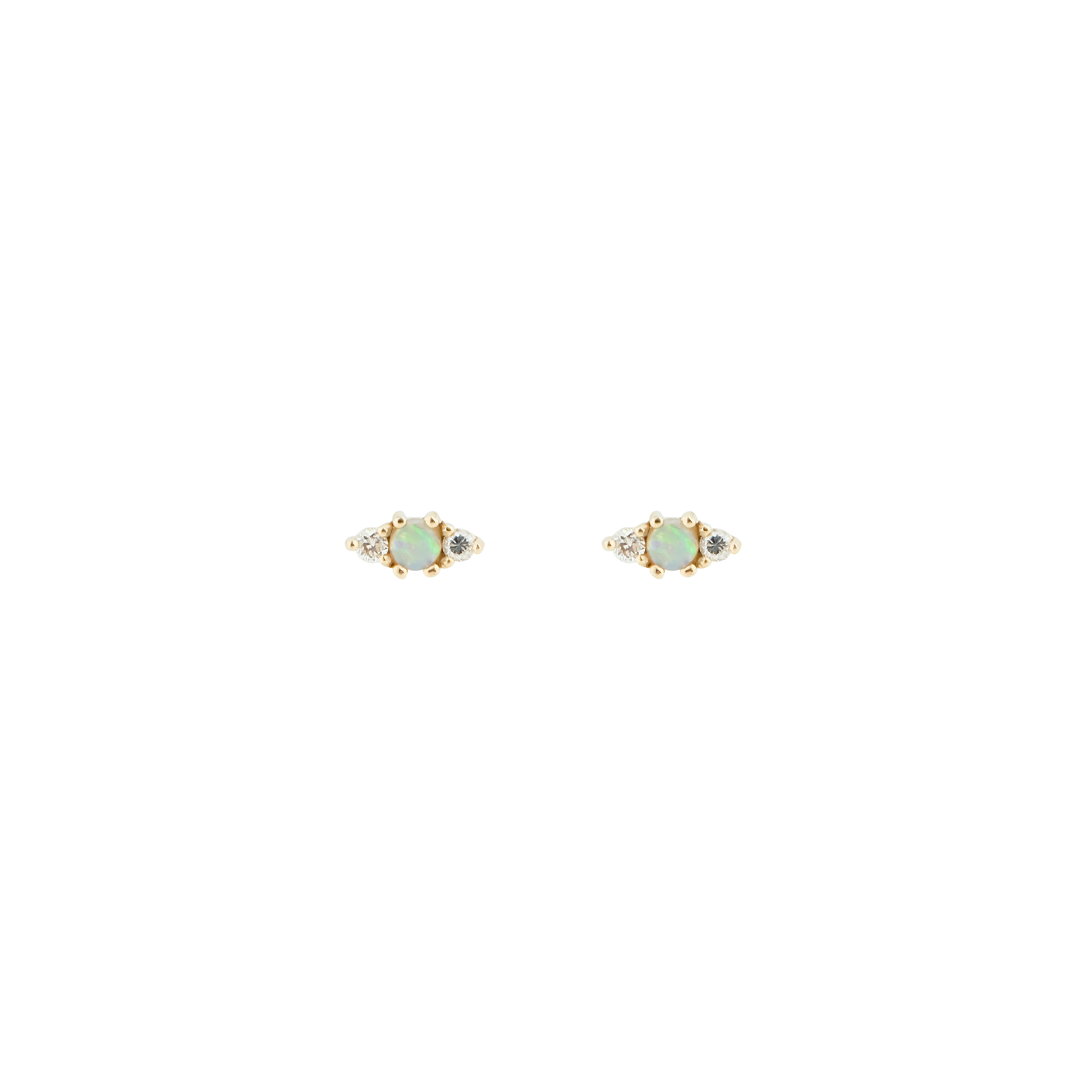 Gold labrettes with diamond and opal inserts
