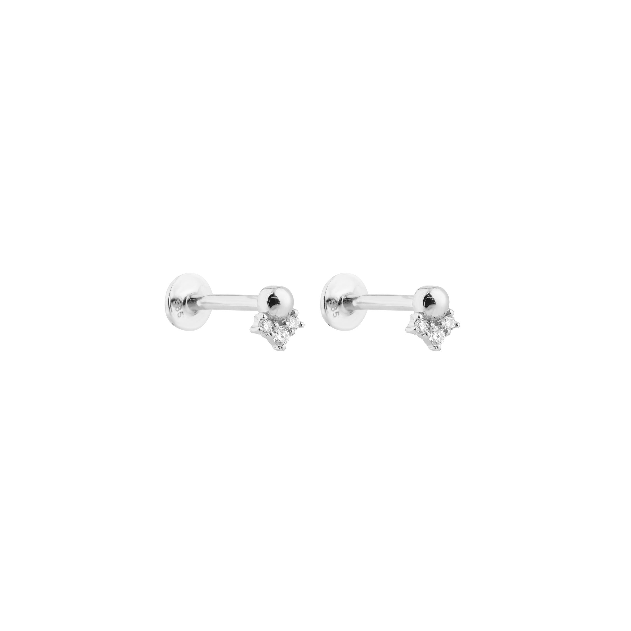 White gold labrettes with diamonds