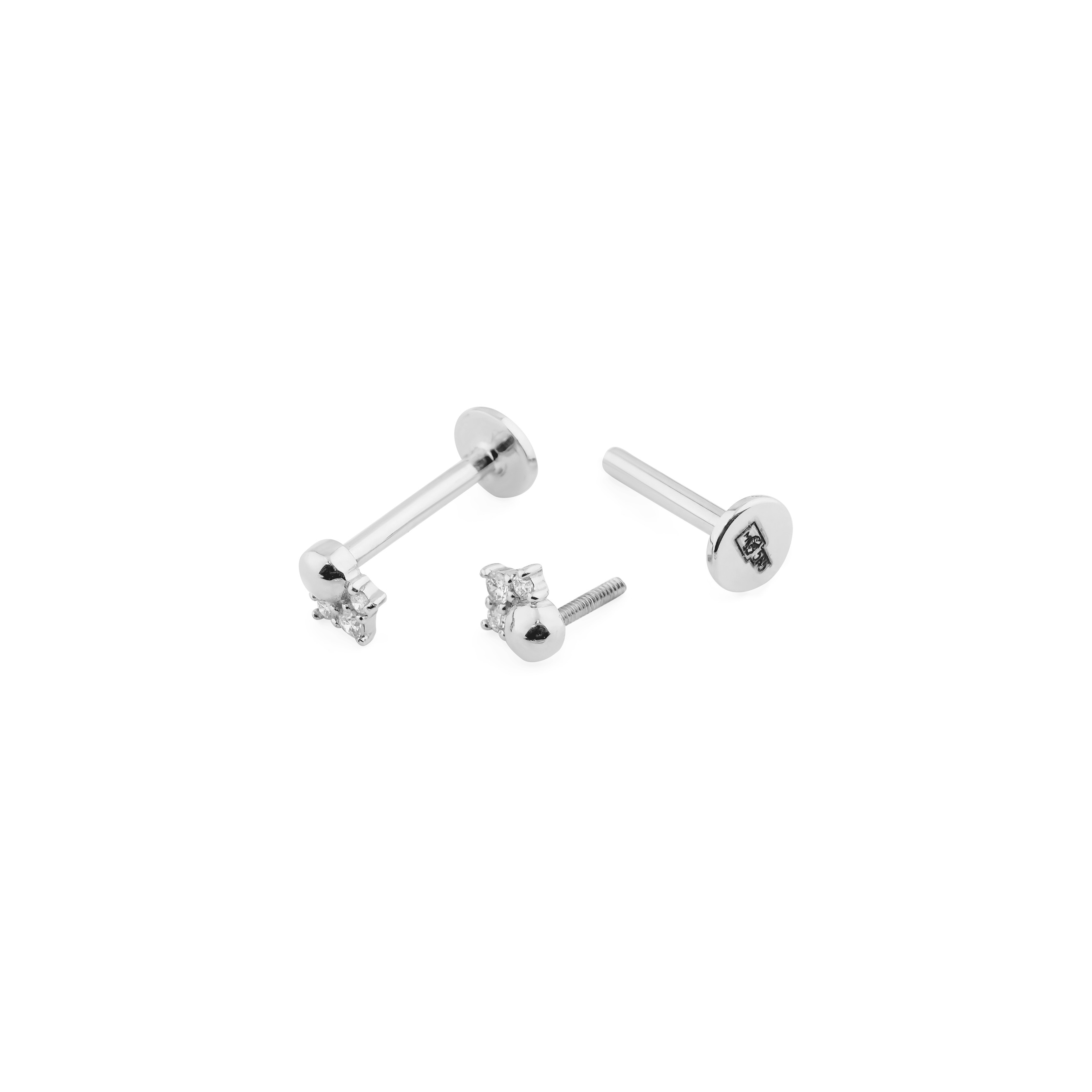 White gold labrettes with diamonds