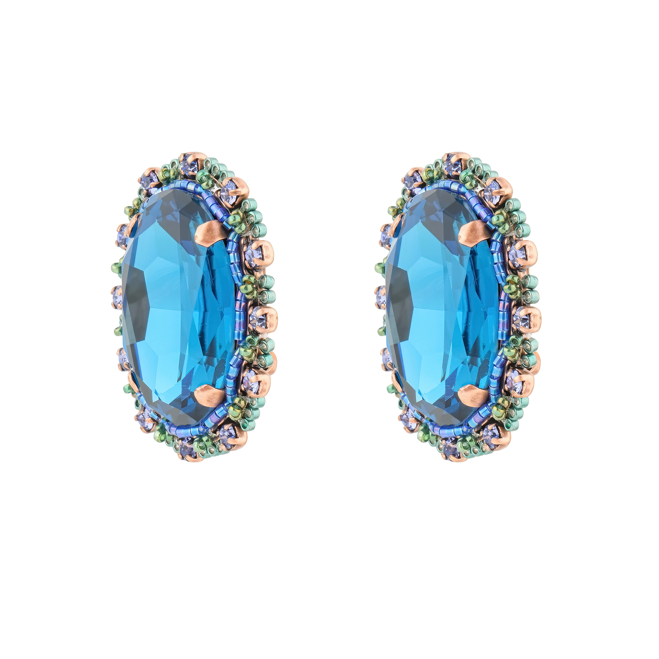 African Glam Clips with blue crystals