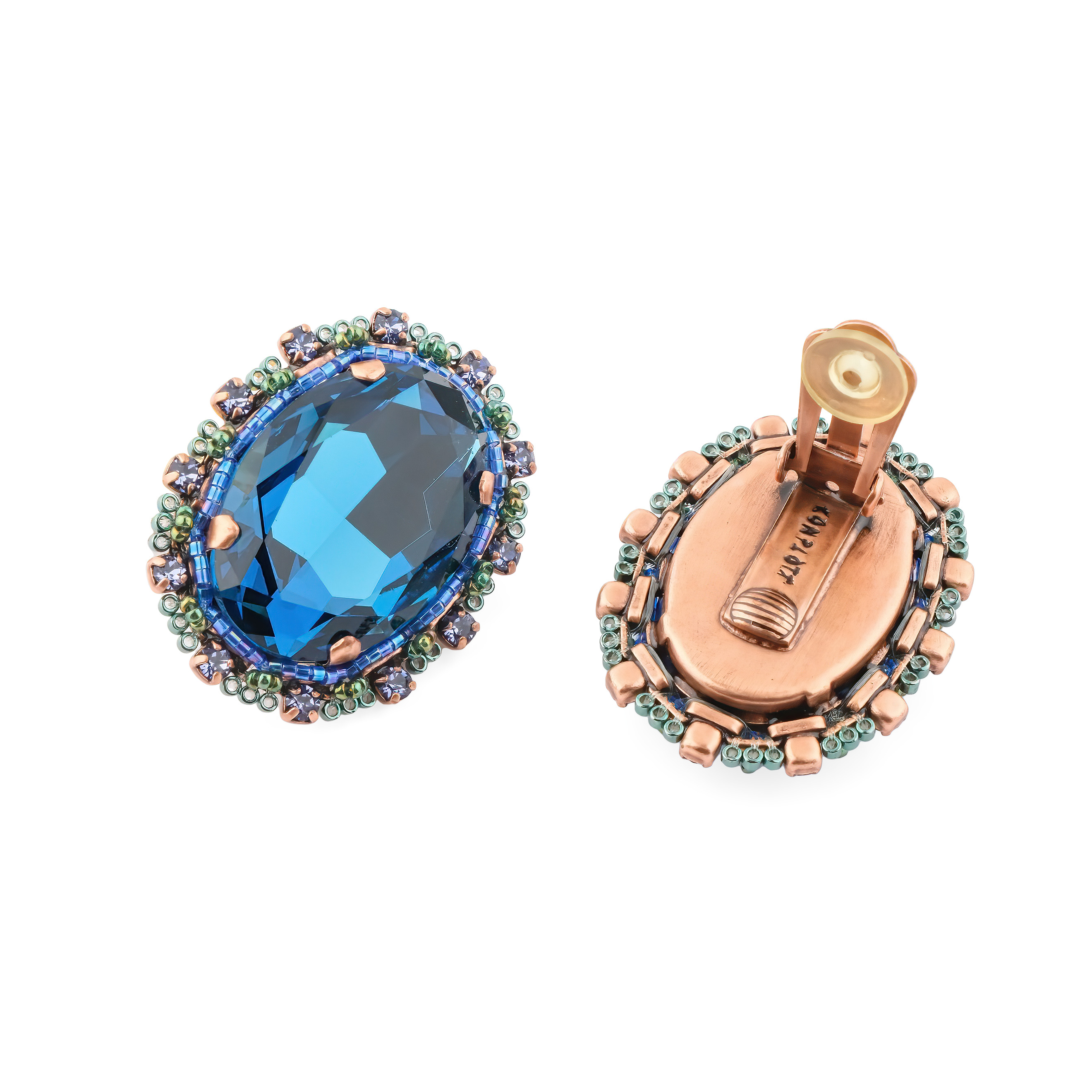 African Glam Clips with blue crystals