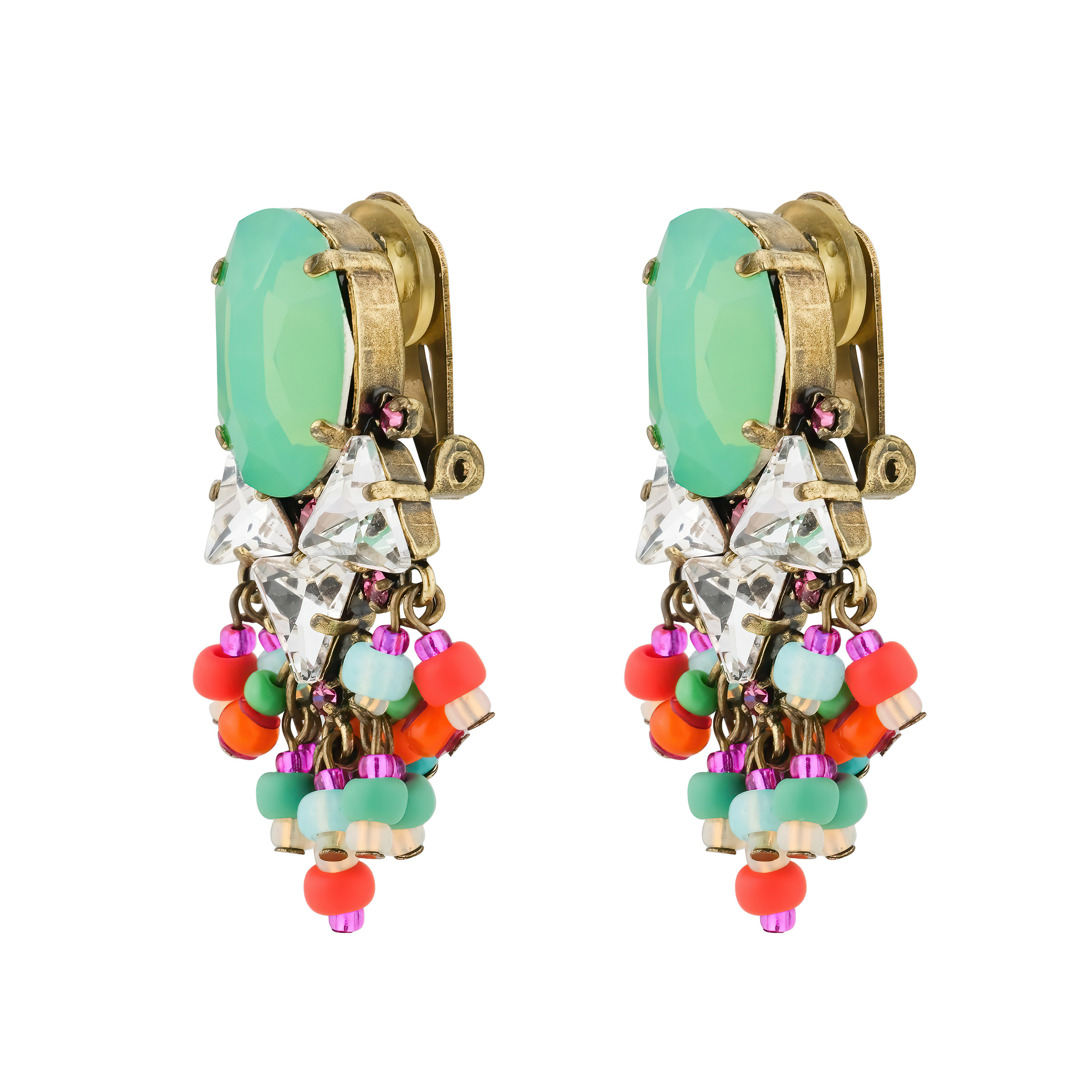 Hippie clips with green crystals