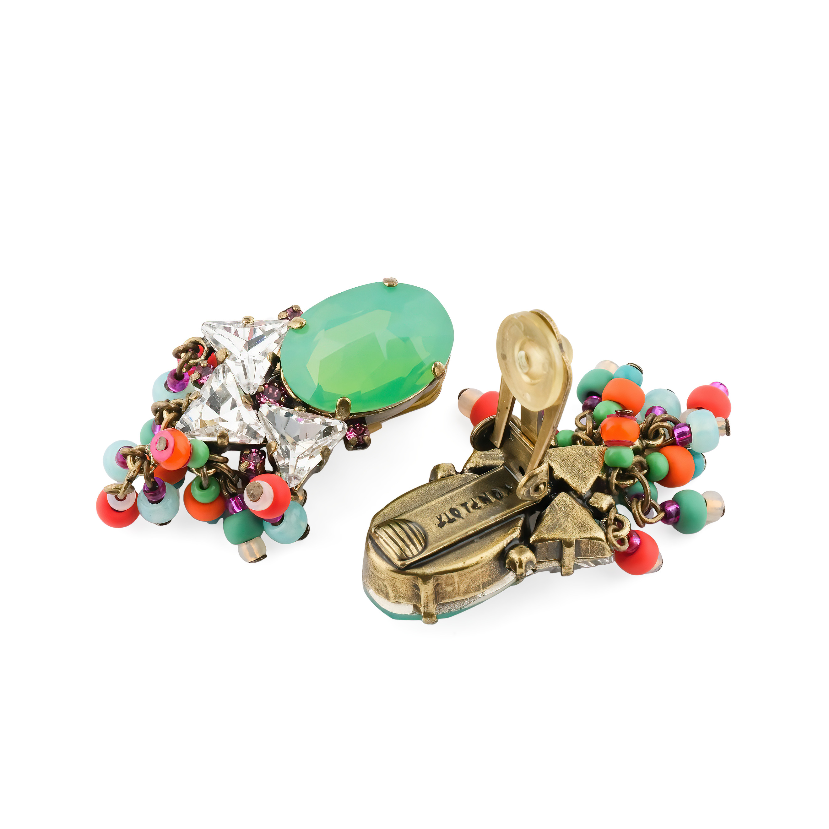 Hippie clips with green crystals