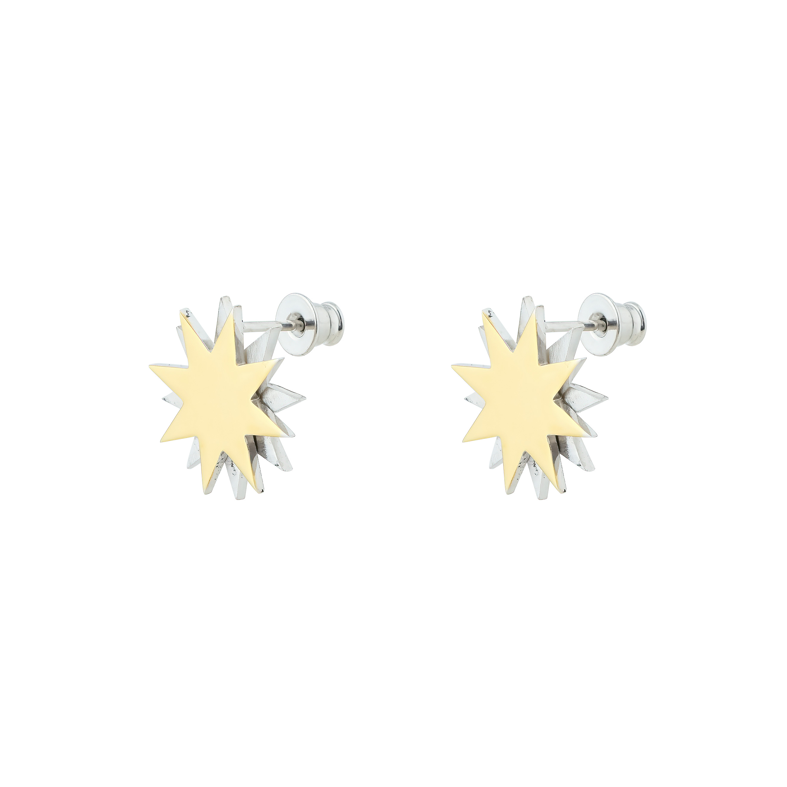 Пусеты Star earrings из серебра с позолотой