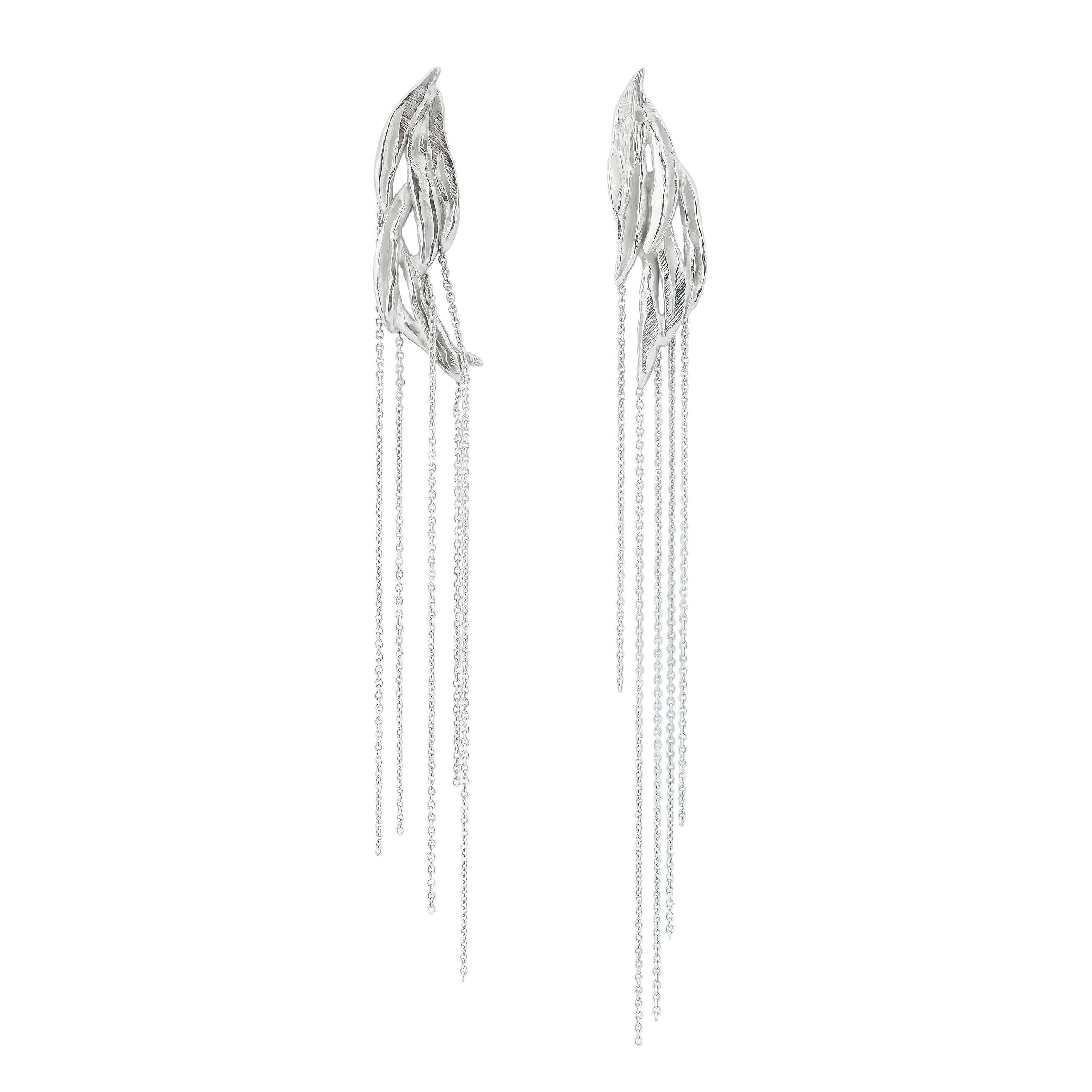 Silver earrings with rosemary chains