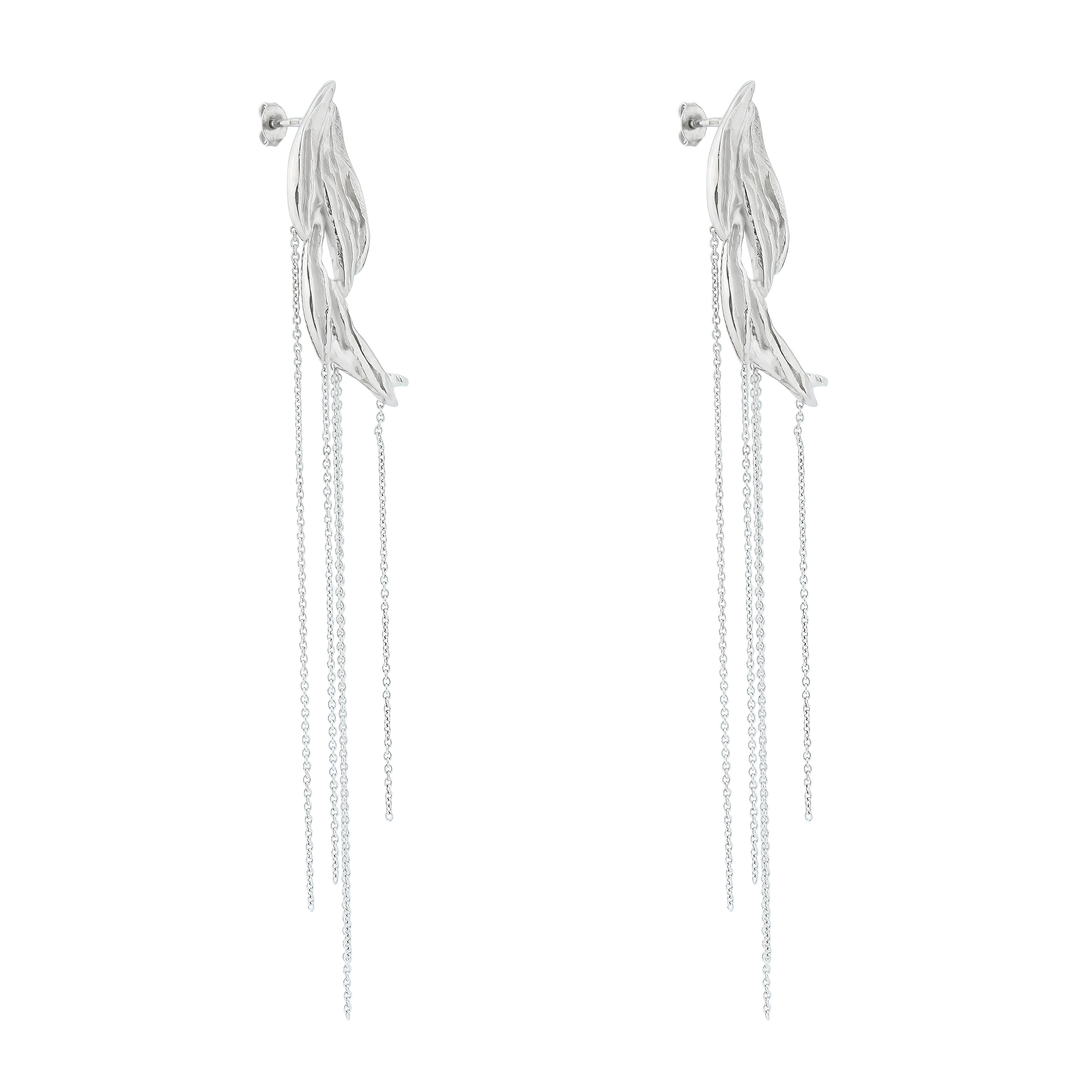 Silver earrings with rosemary chains