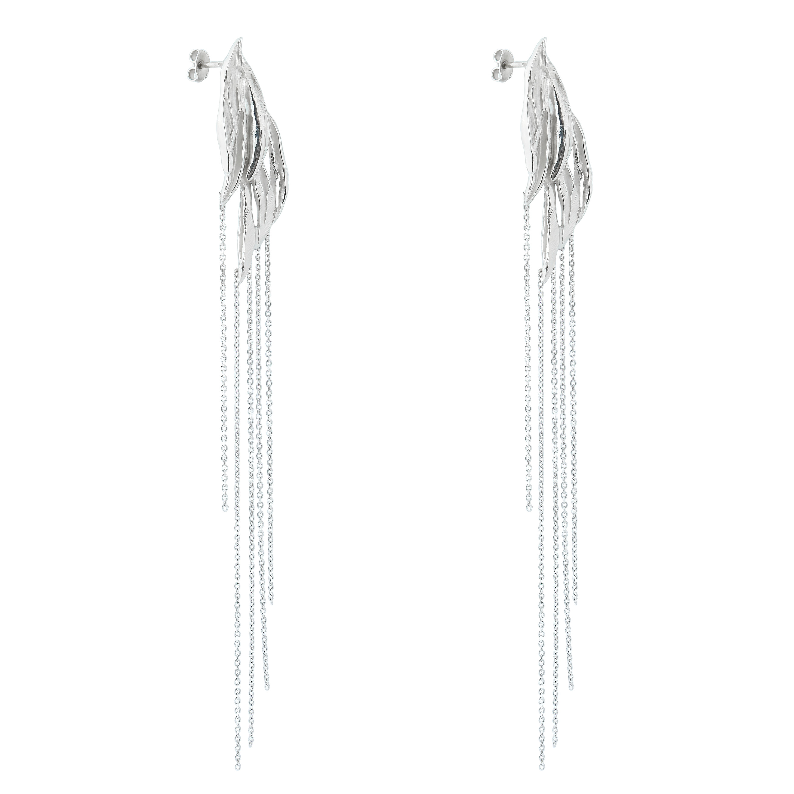 Silver earrings with rosemary chains