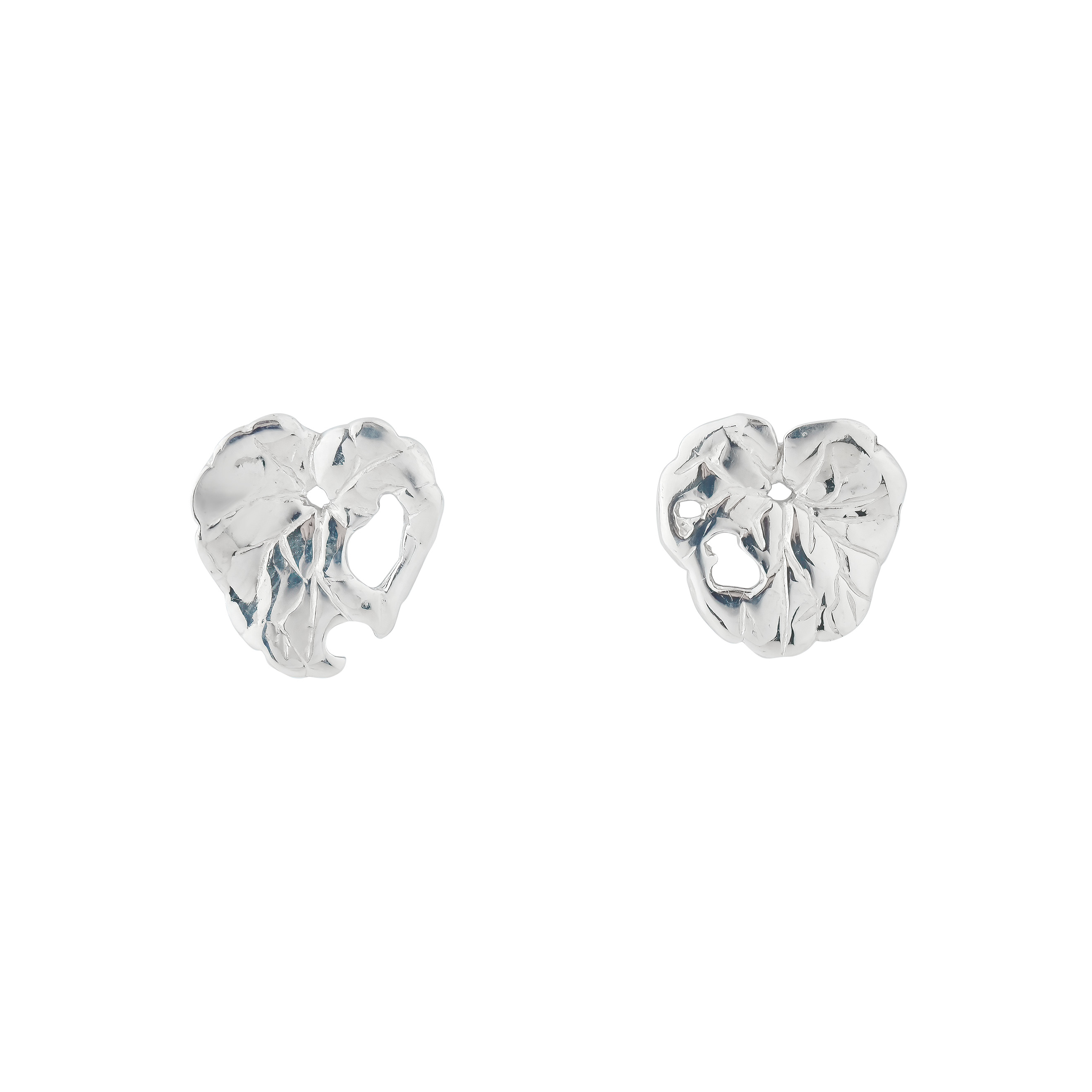 white brass geranium earrings