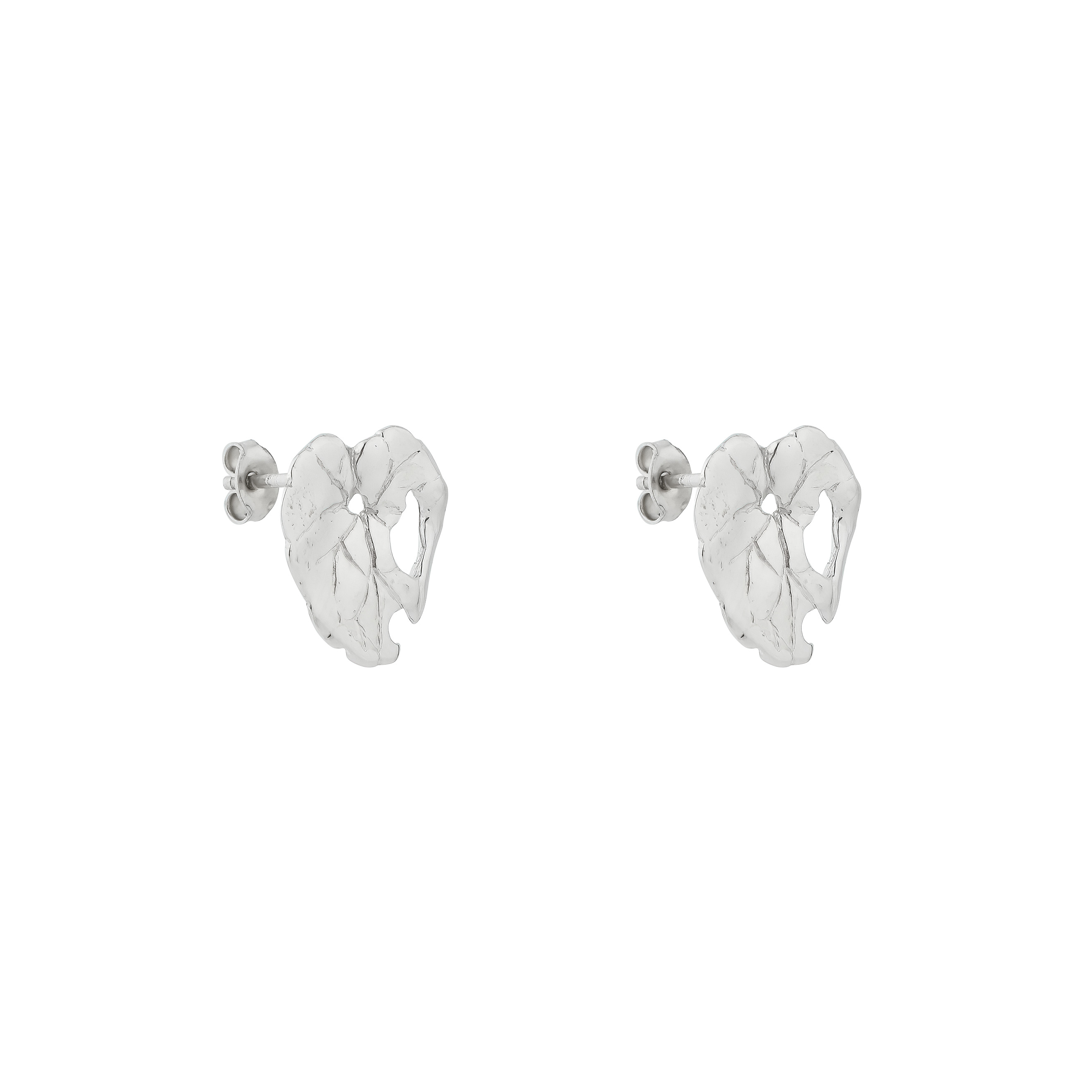 white brass geranium earrings