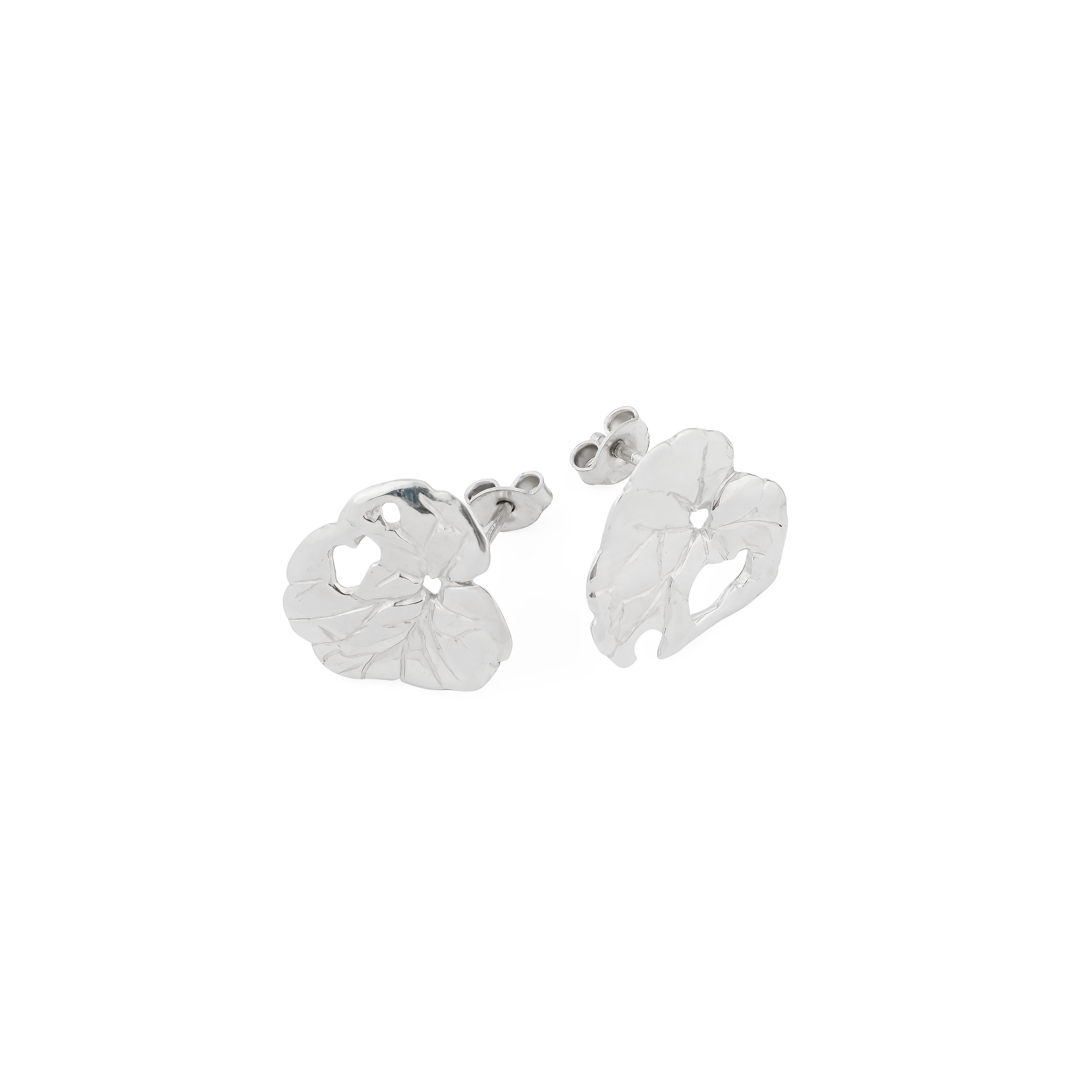 white brass geranium earrings