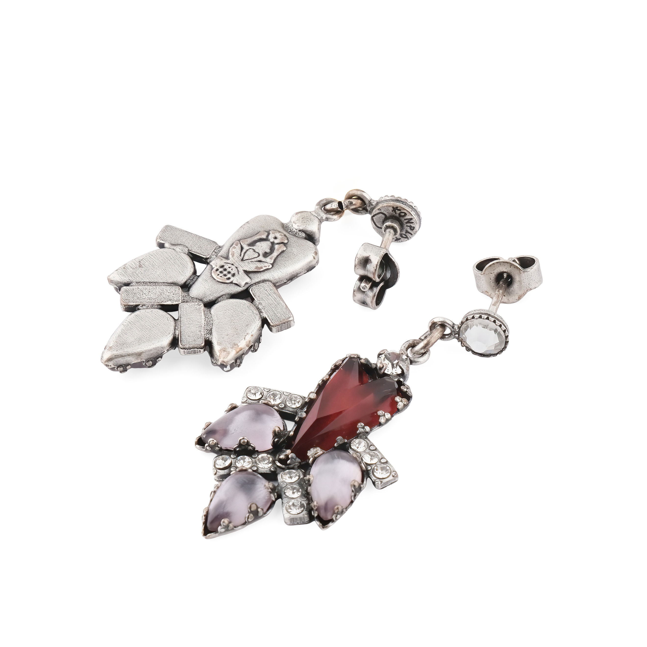 Snow White Earrings with Red crystals
