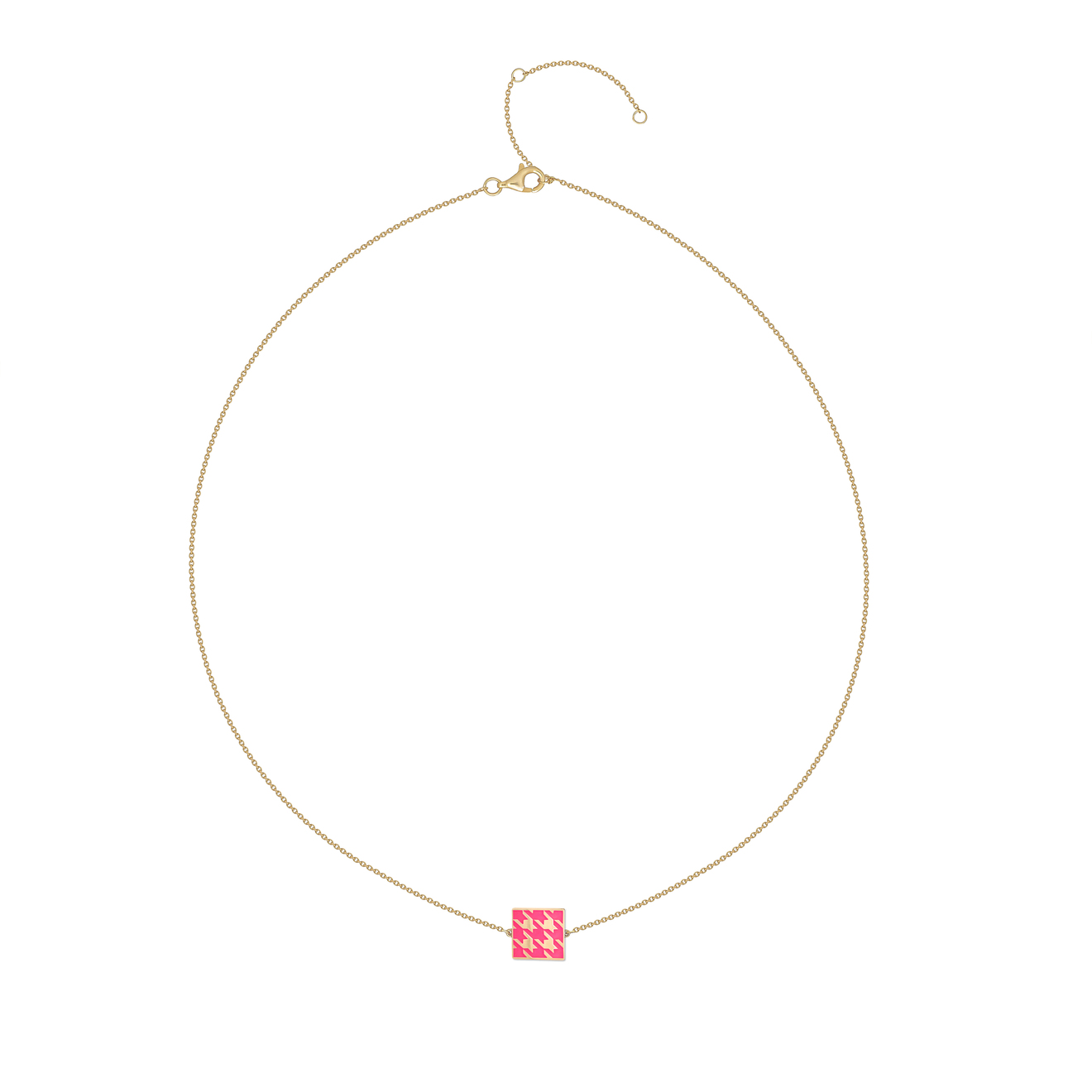 LUTA Jewelry Покрытое лимонным золотом двустороннее колье из серебра с узором гусиная лапка из розовой и черной эмали
