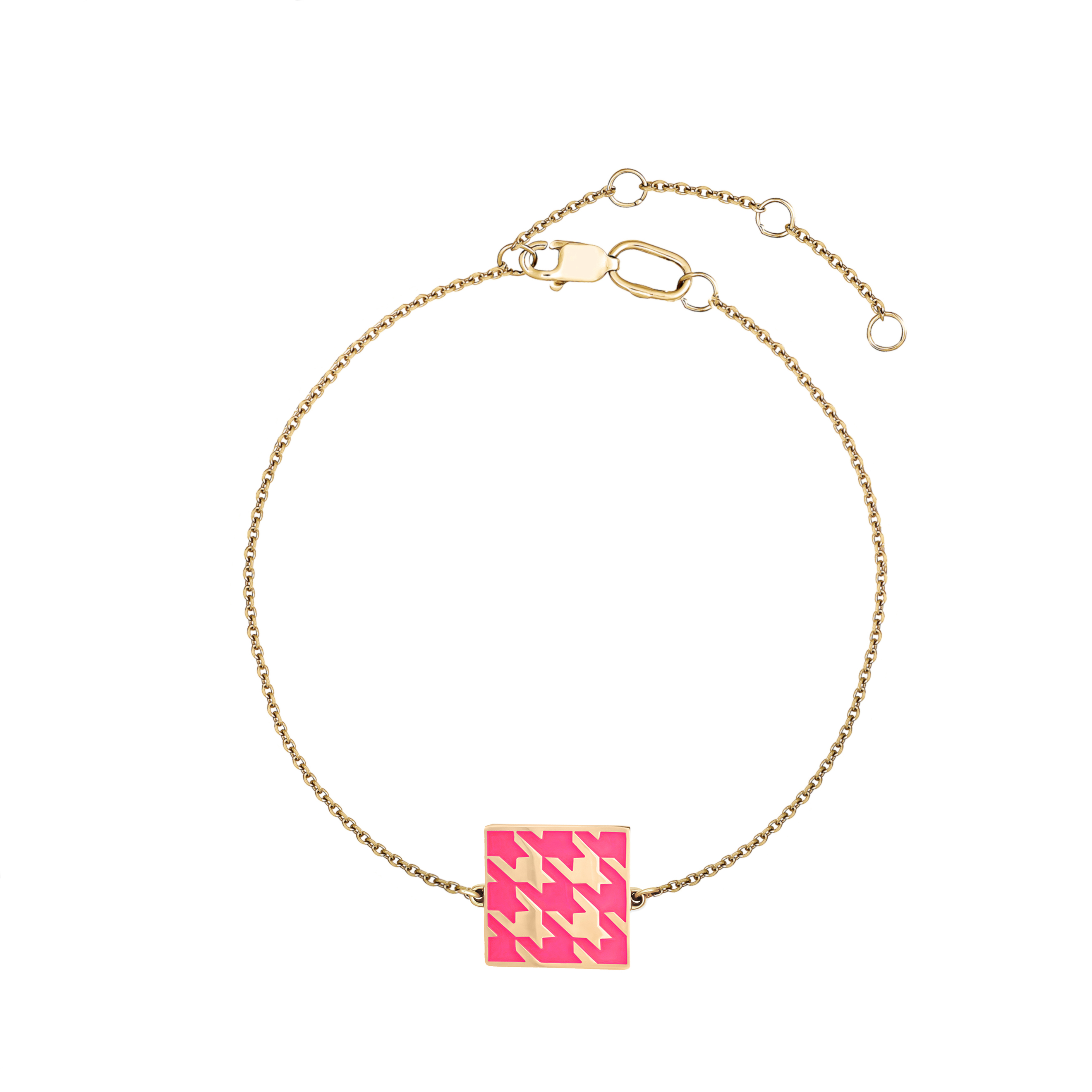 Lemon gold plated double-sided silver bracelet with a "crow's foot" pattern made of fluorescent