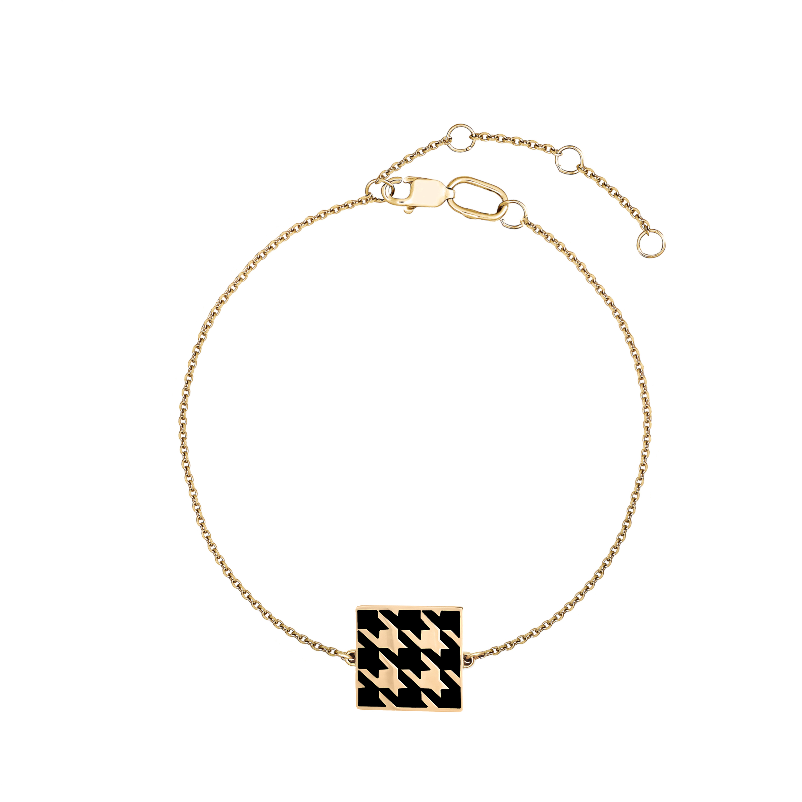 Lemon gold plated double-sided silver bracelet with a "crow's foot" pattern made of fluorescent