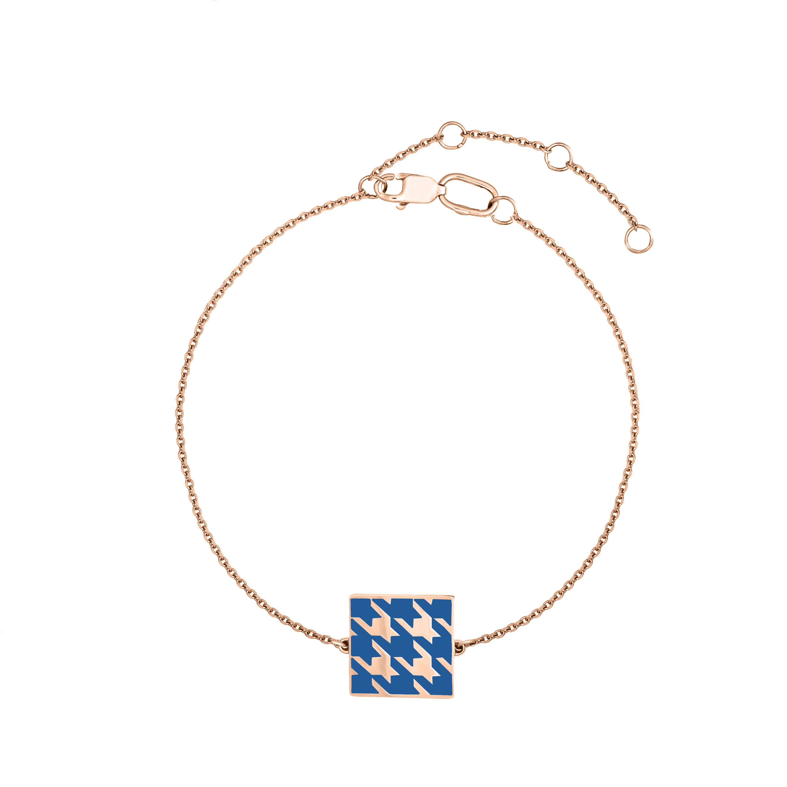 Rose gold plated double-sided silver bracelet with a "crow's foot" pattern made of fluorescent