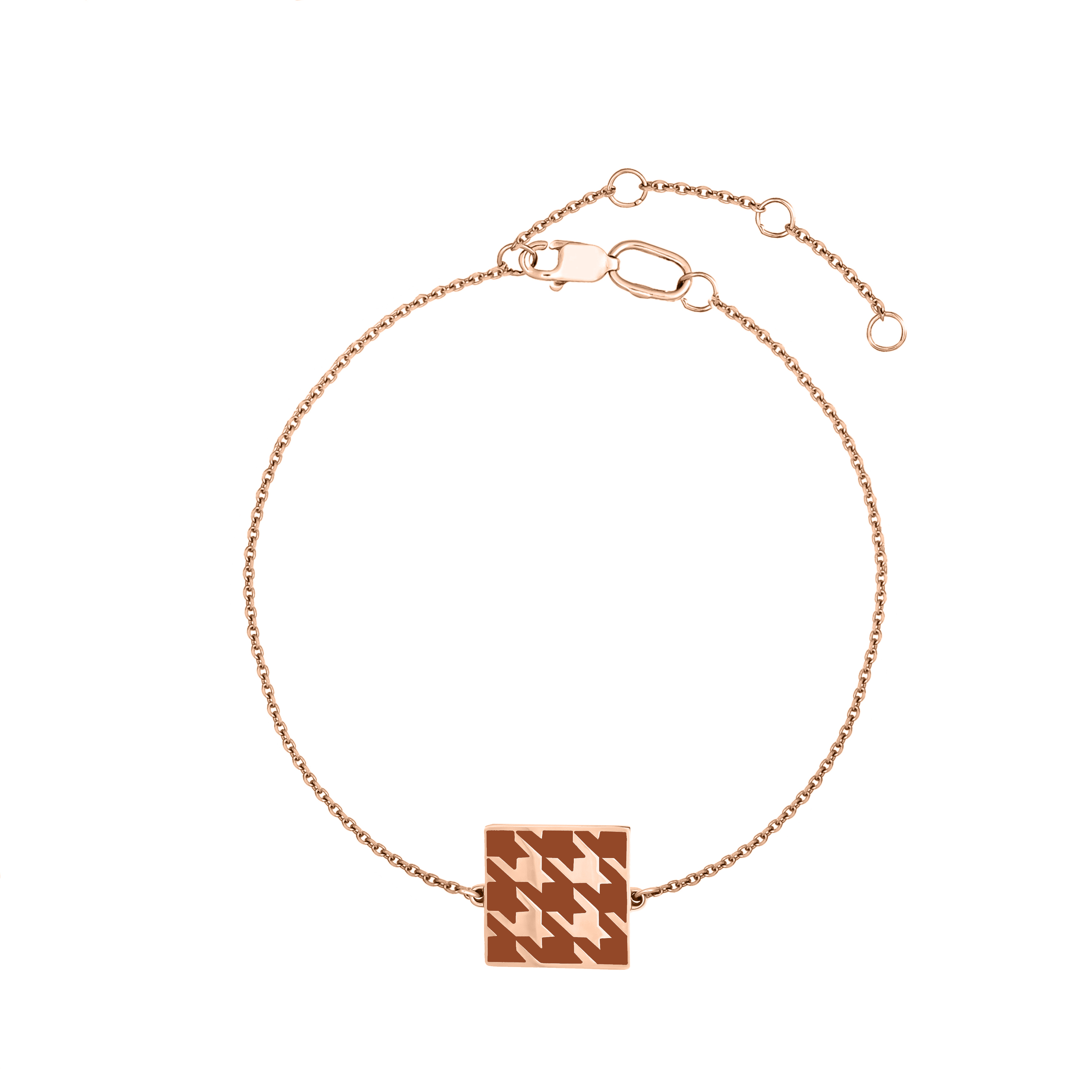 Rose gold plated double-sided silver bracelet with a "crow's foot" pattern made of fluorescent