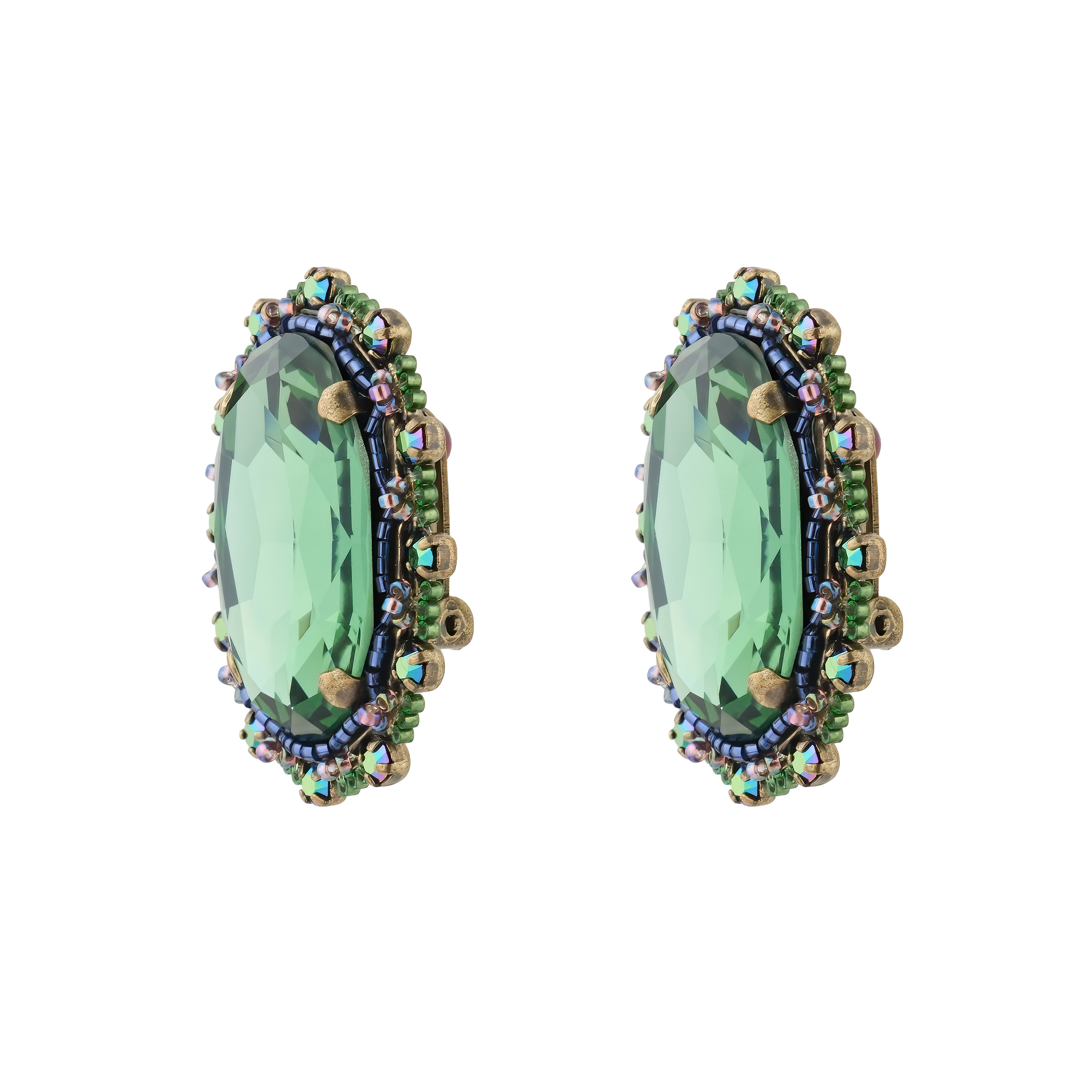 African Glam clips with green crystals