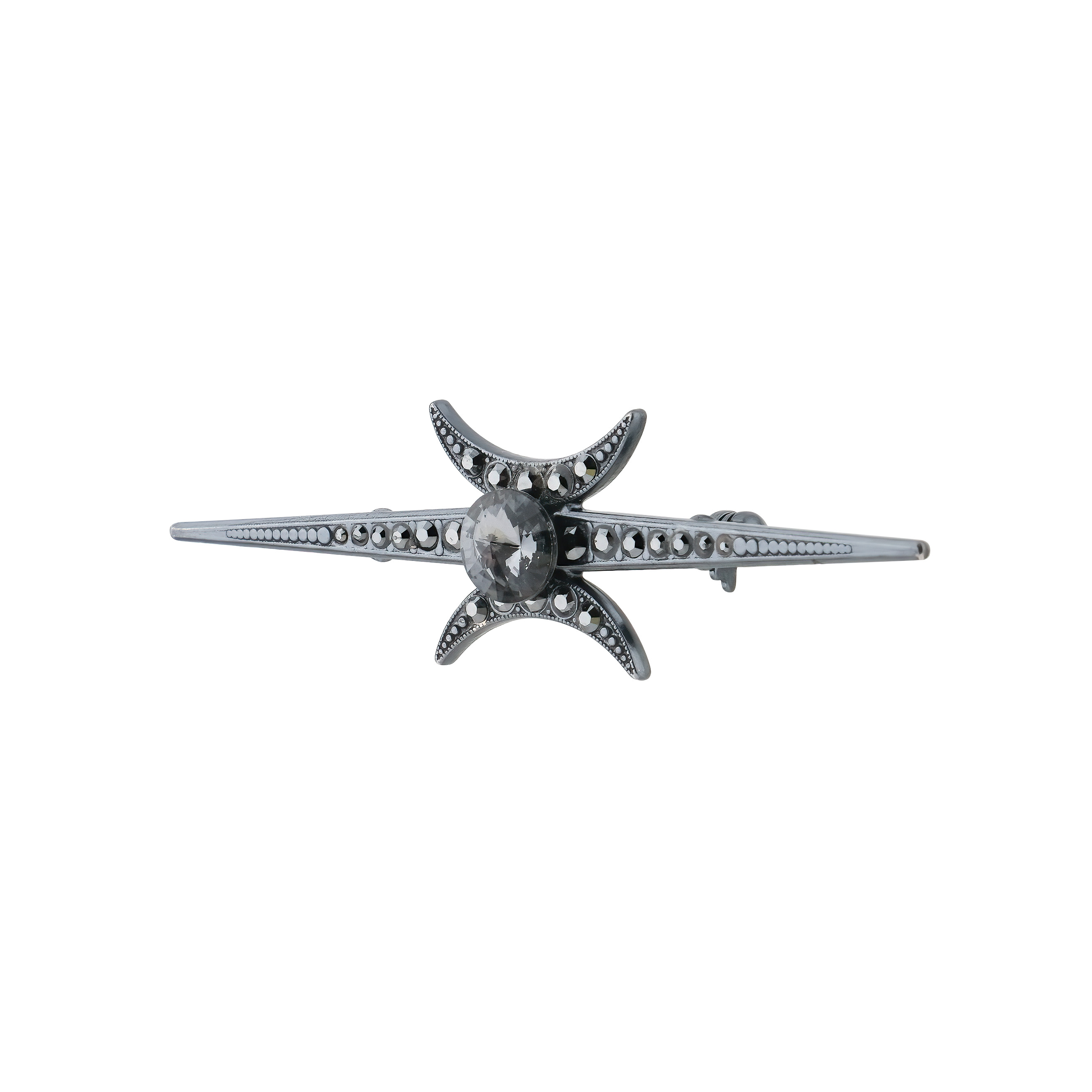 Брошь Spikes с черными кристаллами