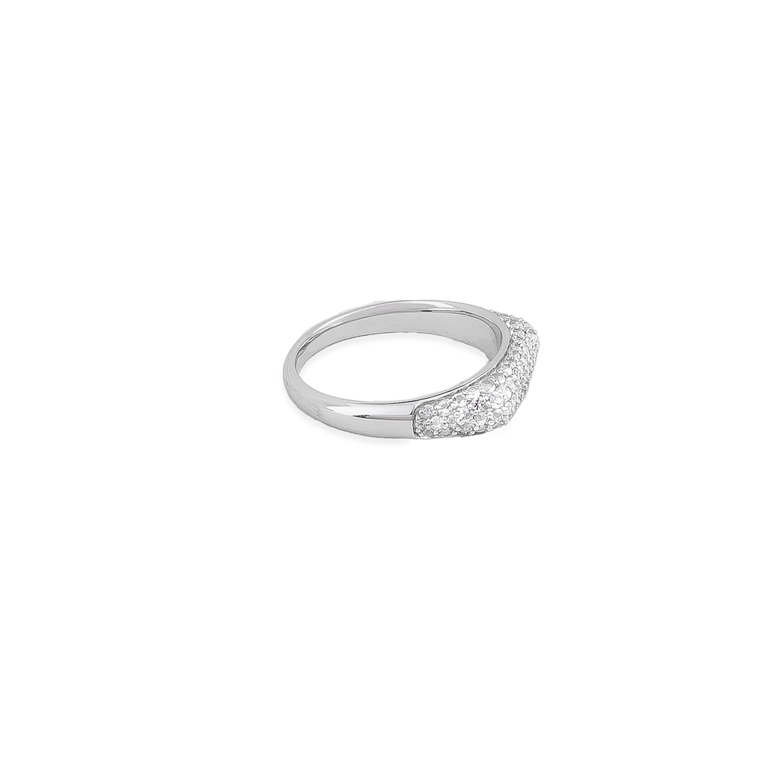 Thin signet ring made of silver with glass
