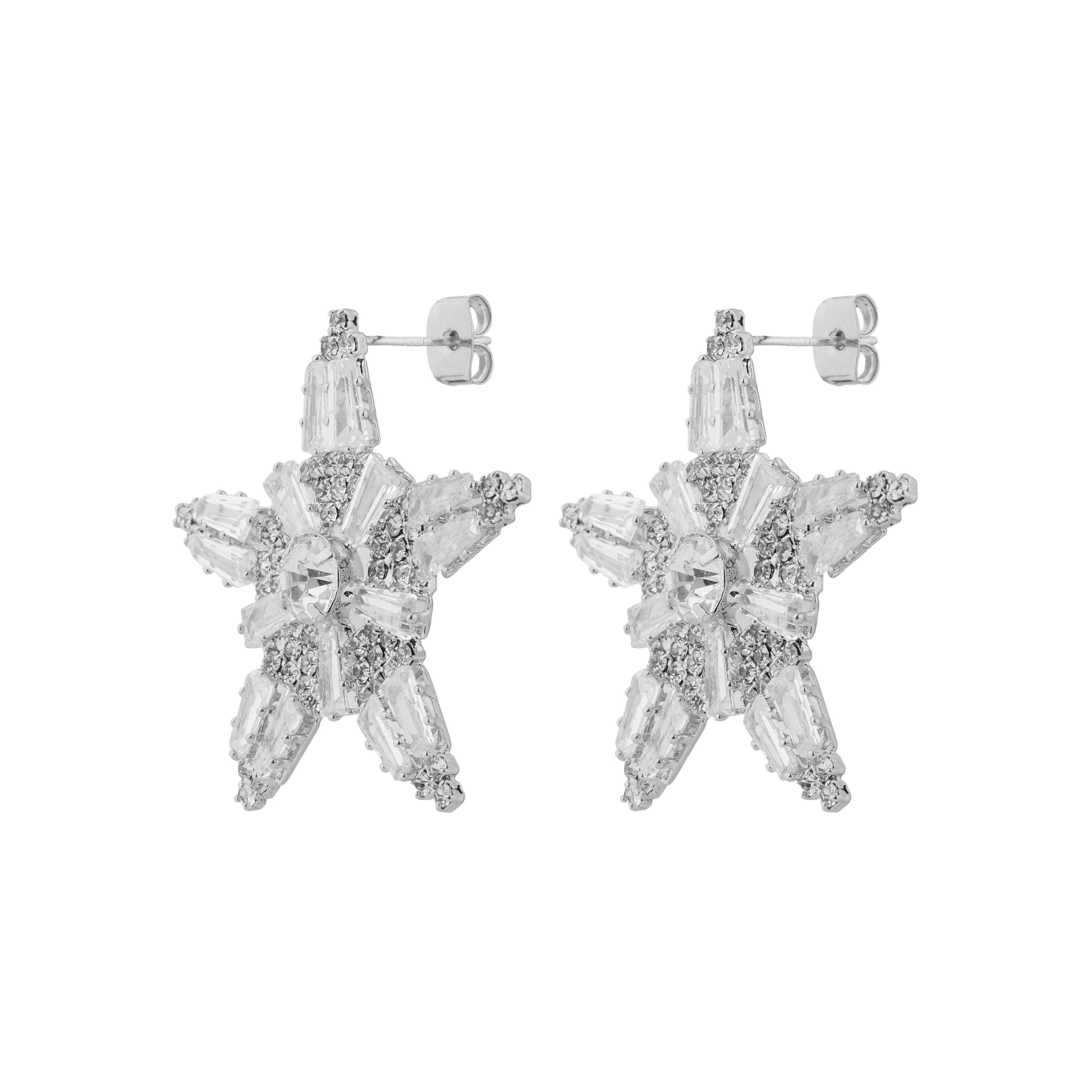star earrings with glass inserts