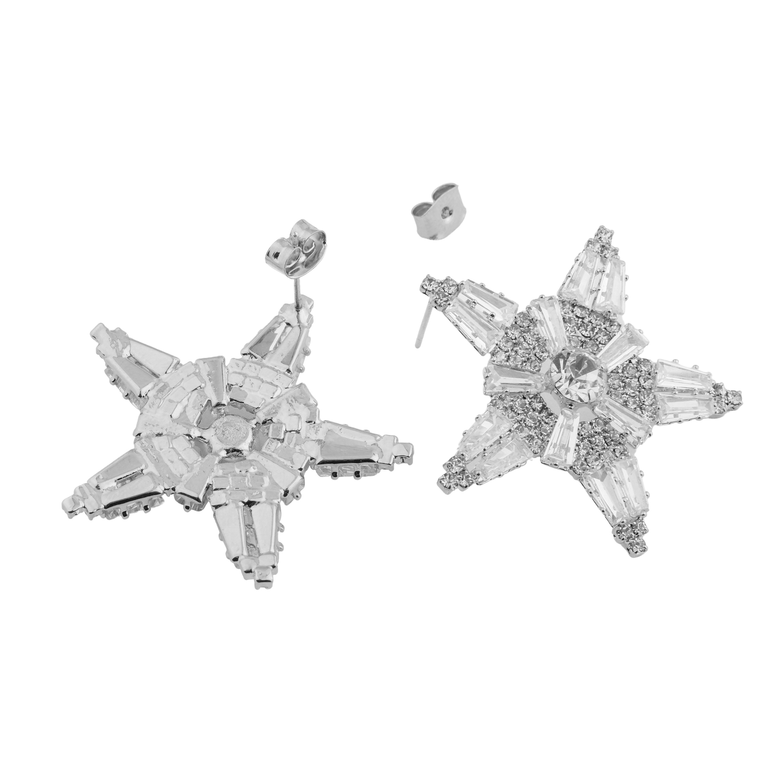 star earrings with glass inserts